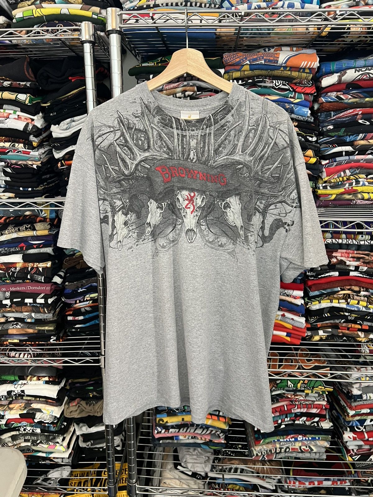 Vintage 2000s Browning Hunting Deer Skull Aop Tee Y2k Hoodie, Sweatshirt | PodTeesHub.com