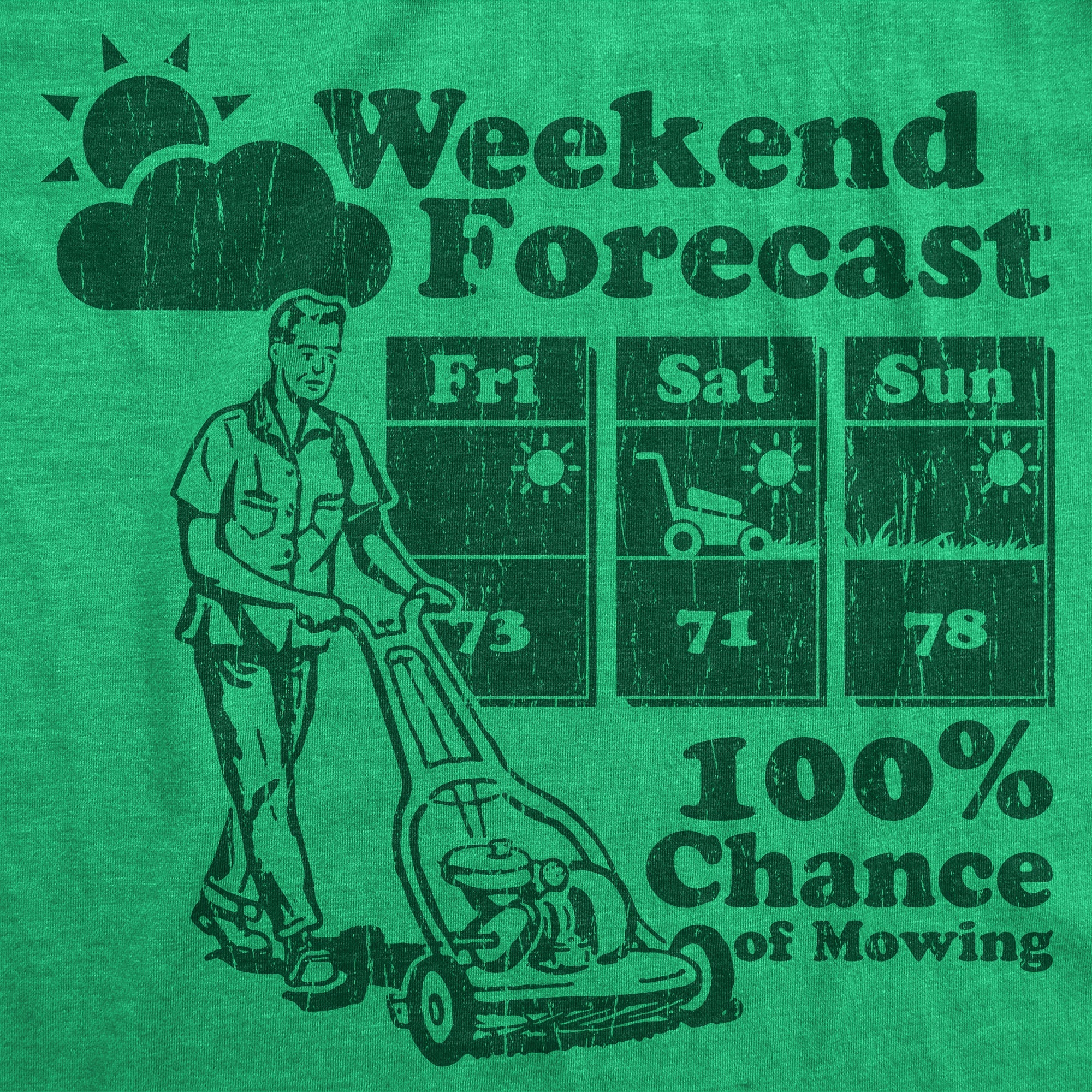 Weekend Forecast 100% Chance Of Mowing Men's T Shirt