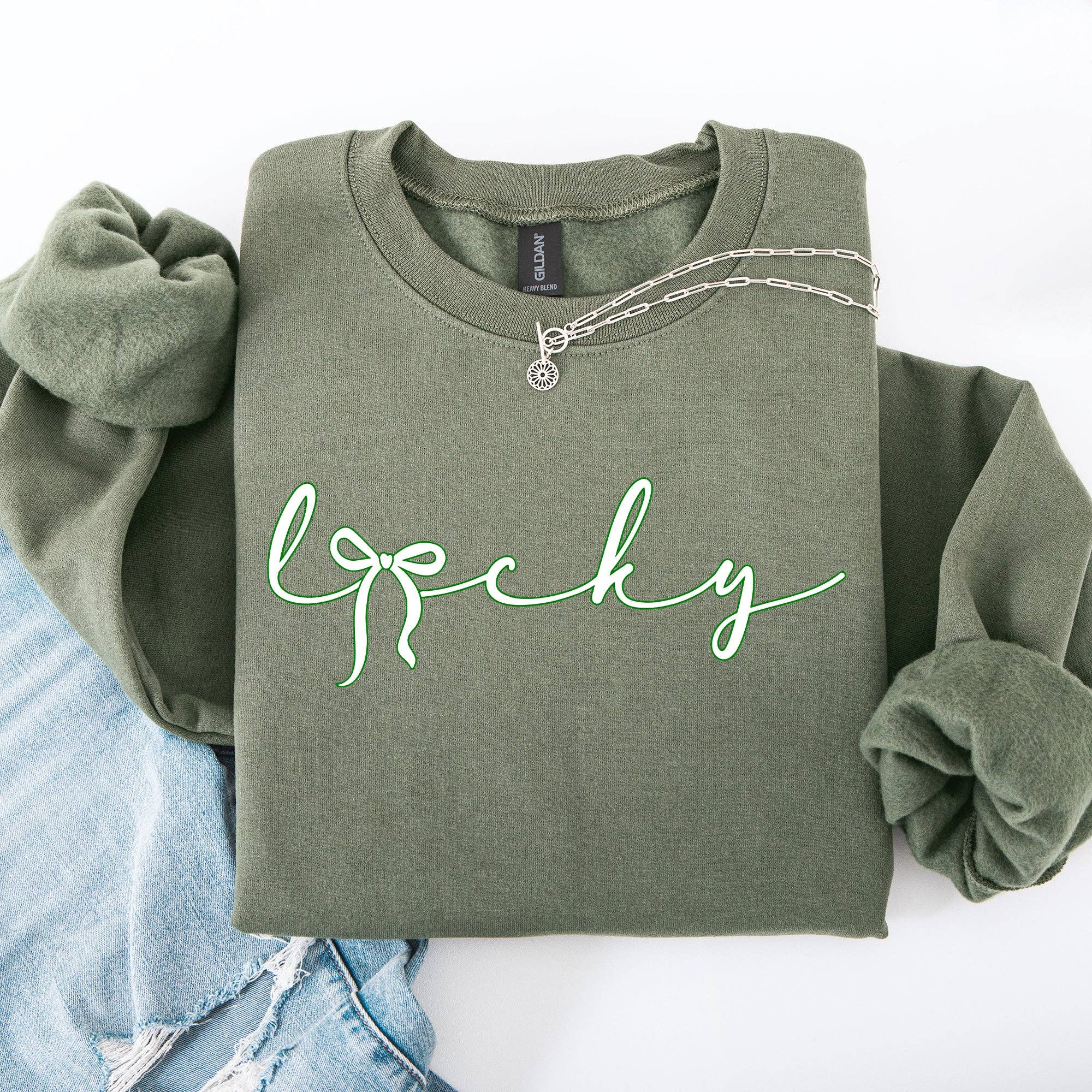 Lucky, Ribbon, Bow, St Patrick's Day, Shamrock Sweatshirt T-Shirts, Hoodie | PodTeesHub.com