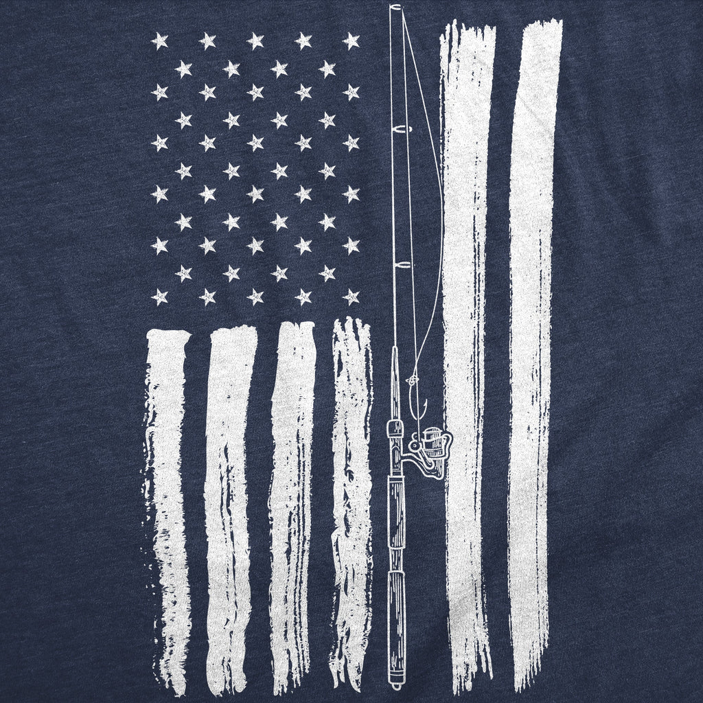 USA Flag Fishing Pole Men's T Shirt