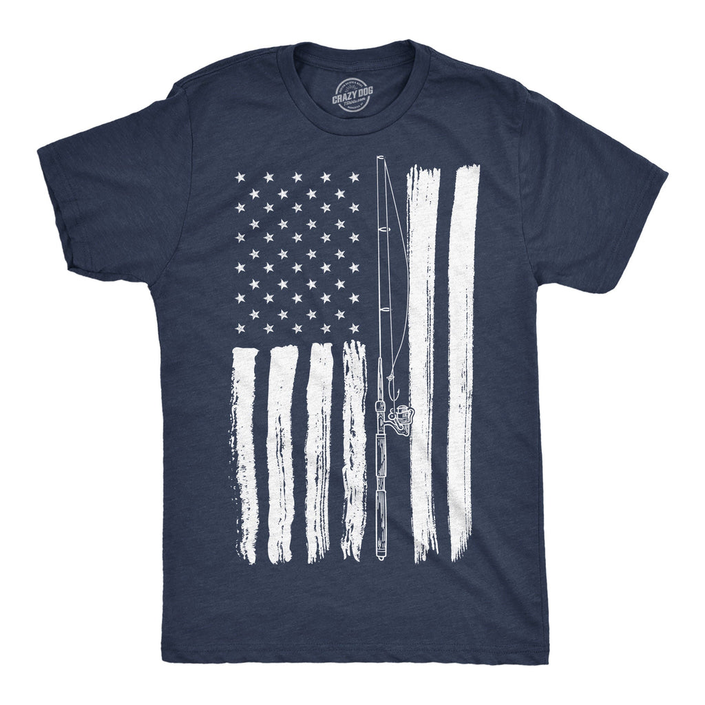 USA Flag Fishing Pole Men's T Shirt