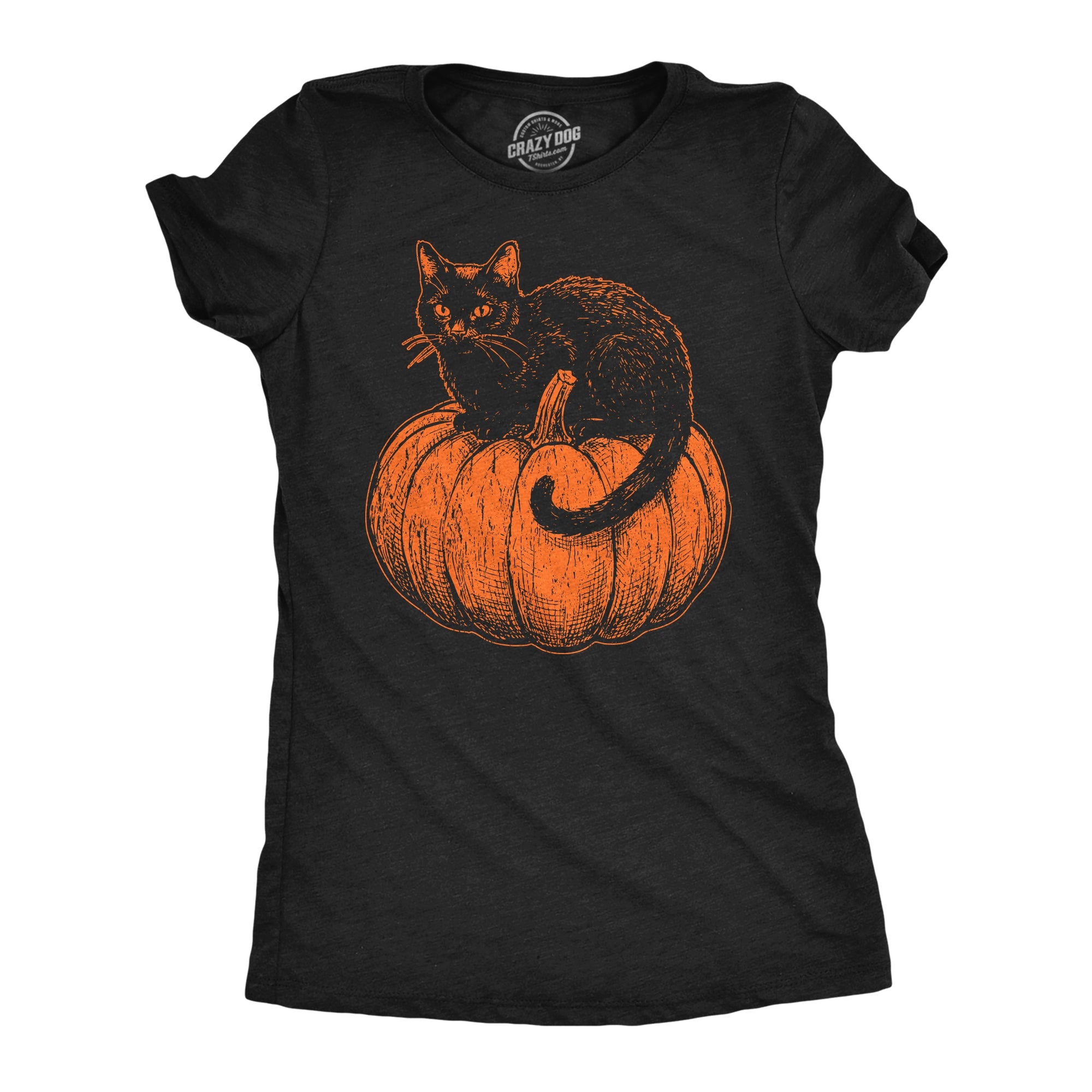Black Cat On A Pumpkin Women's T Shirt
