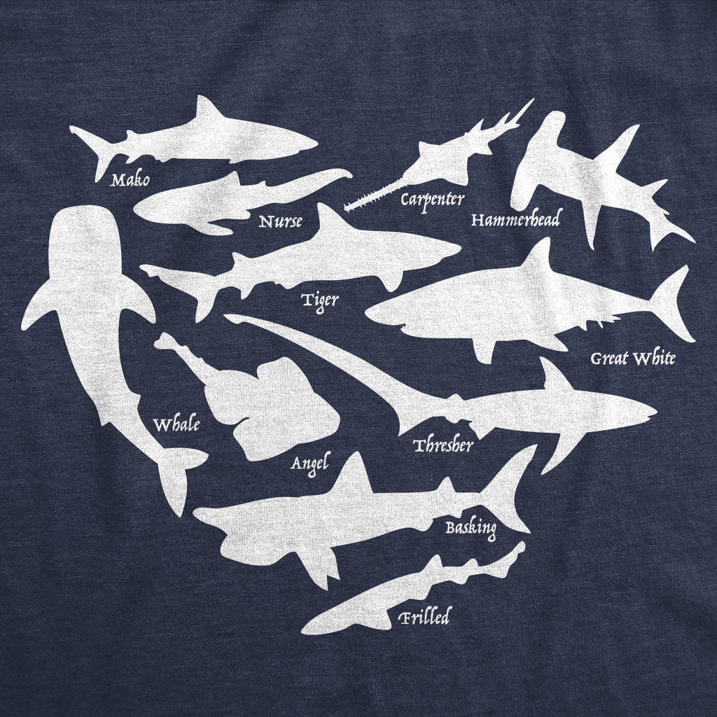 Shark Types Heart Women's T Shirt