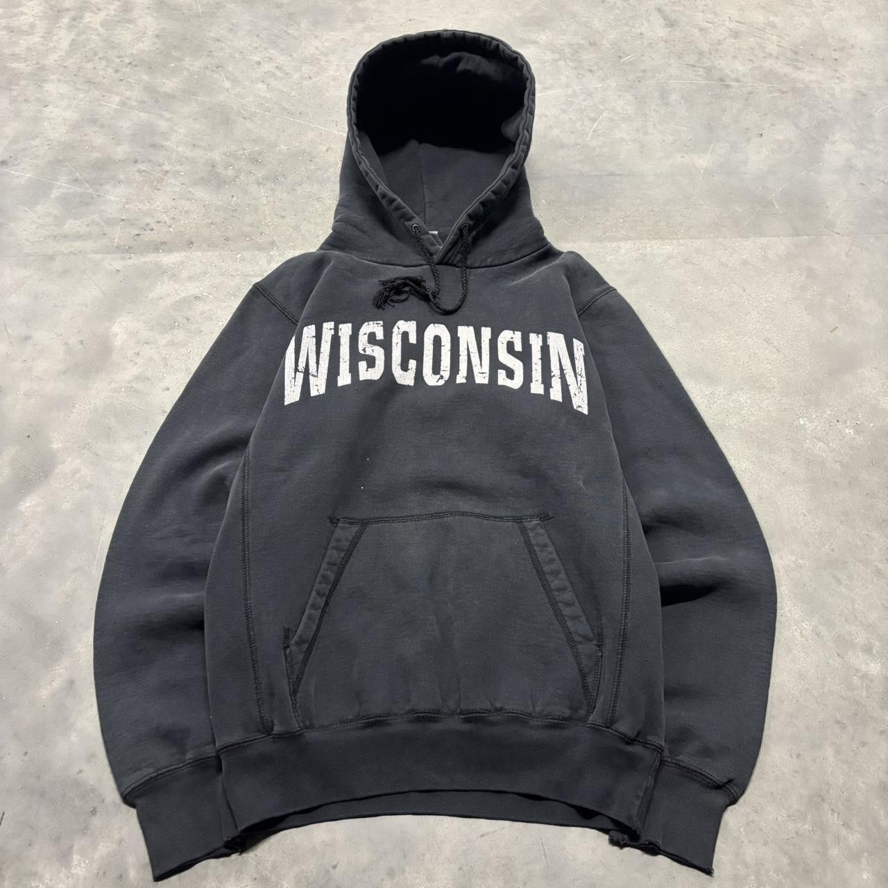 Crazy Vintage 90s Faded Navy Blue Wisconsin Spellout T-Shirts, Hoodie, Sweatshirt