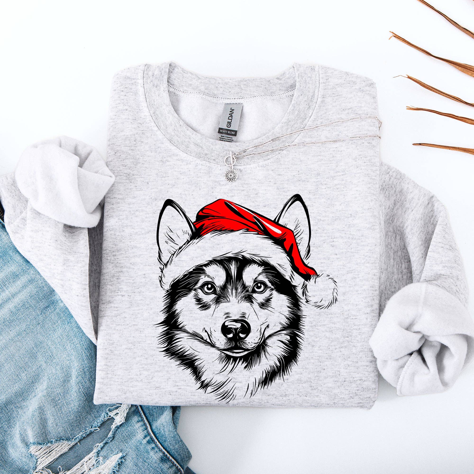 Husky, Santa, Dog, Christmas, Dog Lover, Pet Sweatshirt T-Shirts, Hoodie | PodTeesHub.com