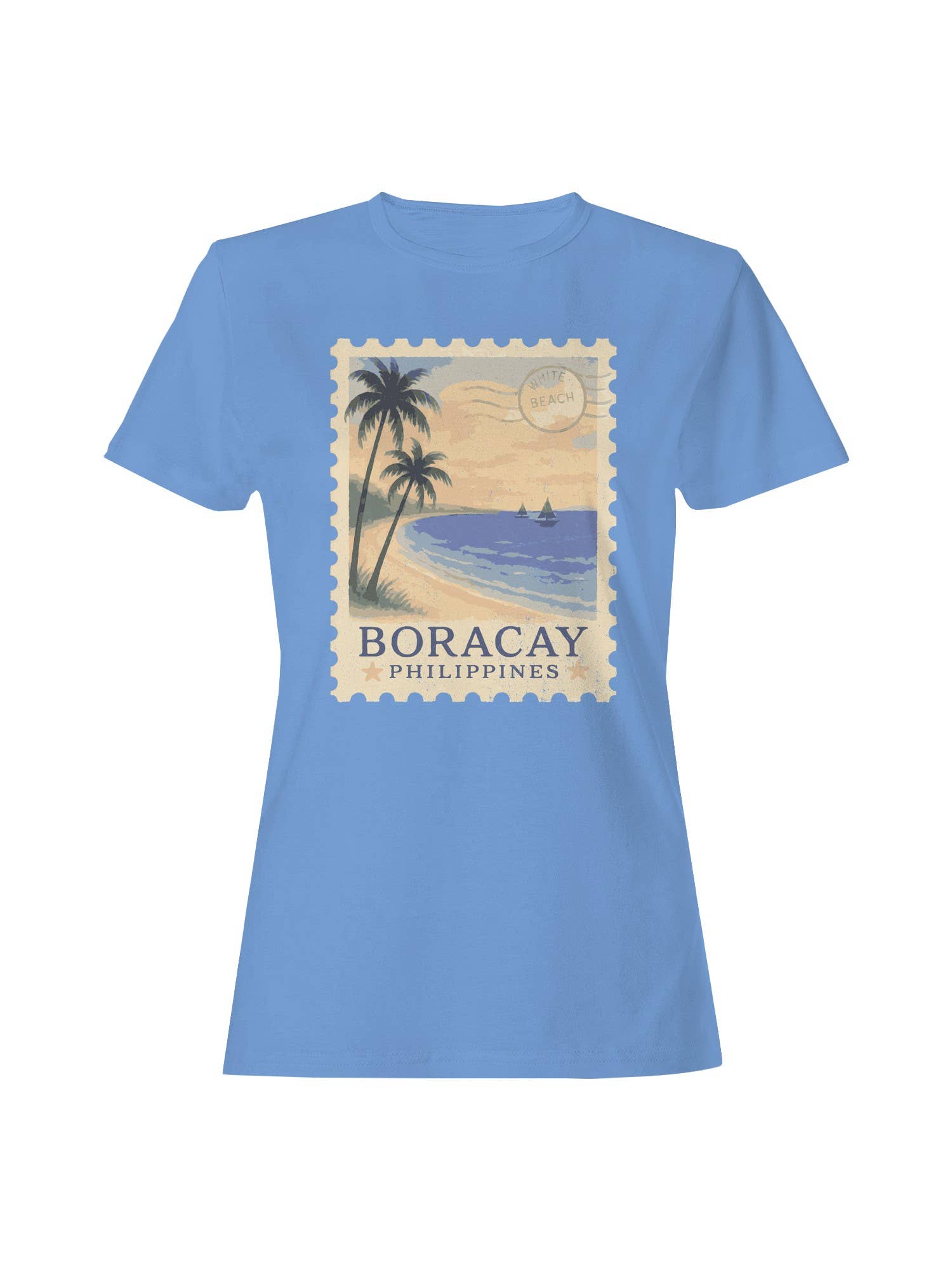 Boracay White Beach Vintage Stamp Women's T-Shirt Hoodie, Sweatshirt | PodTeesHub.com