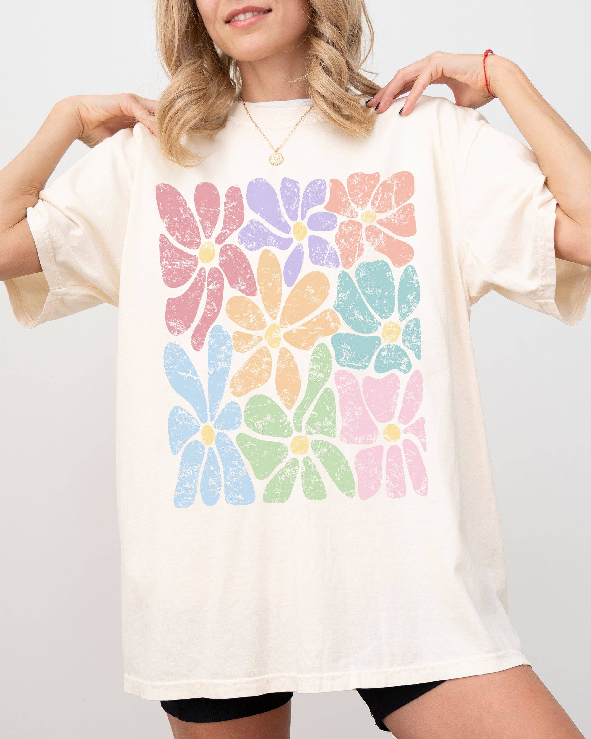 Colorful Abstract Flowers Boho Floral Gardening Nature Shirt Hoodie, Sweatshirt | PodTeesHub.com