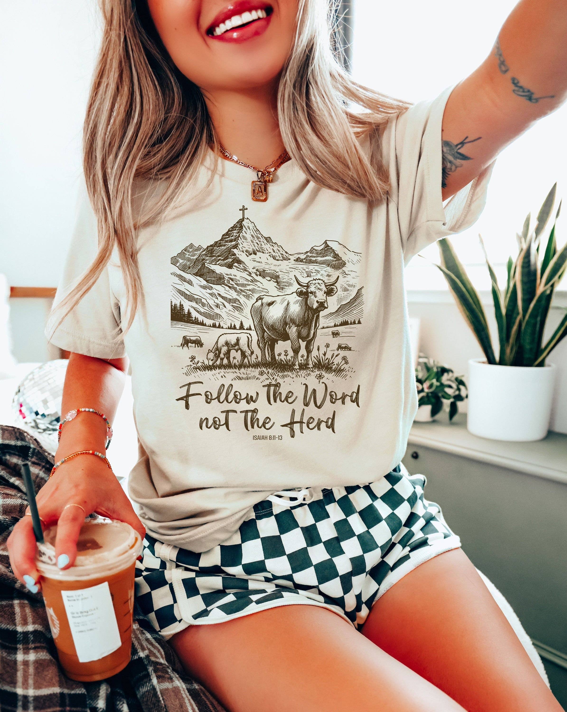 Follow the Word Not the Herd Christian Cowboy Shirt Hoodie, Sweatshirt | PodTeesHub.com