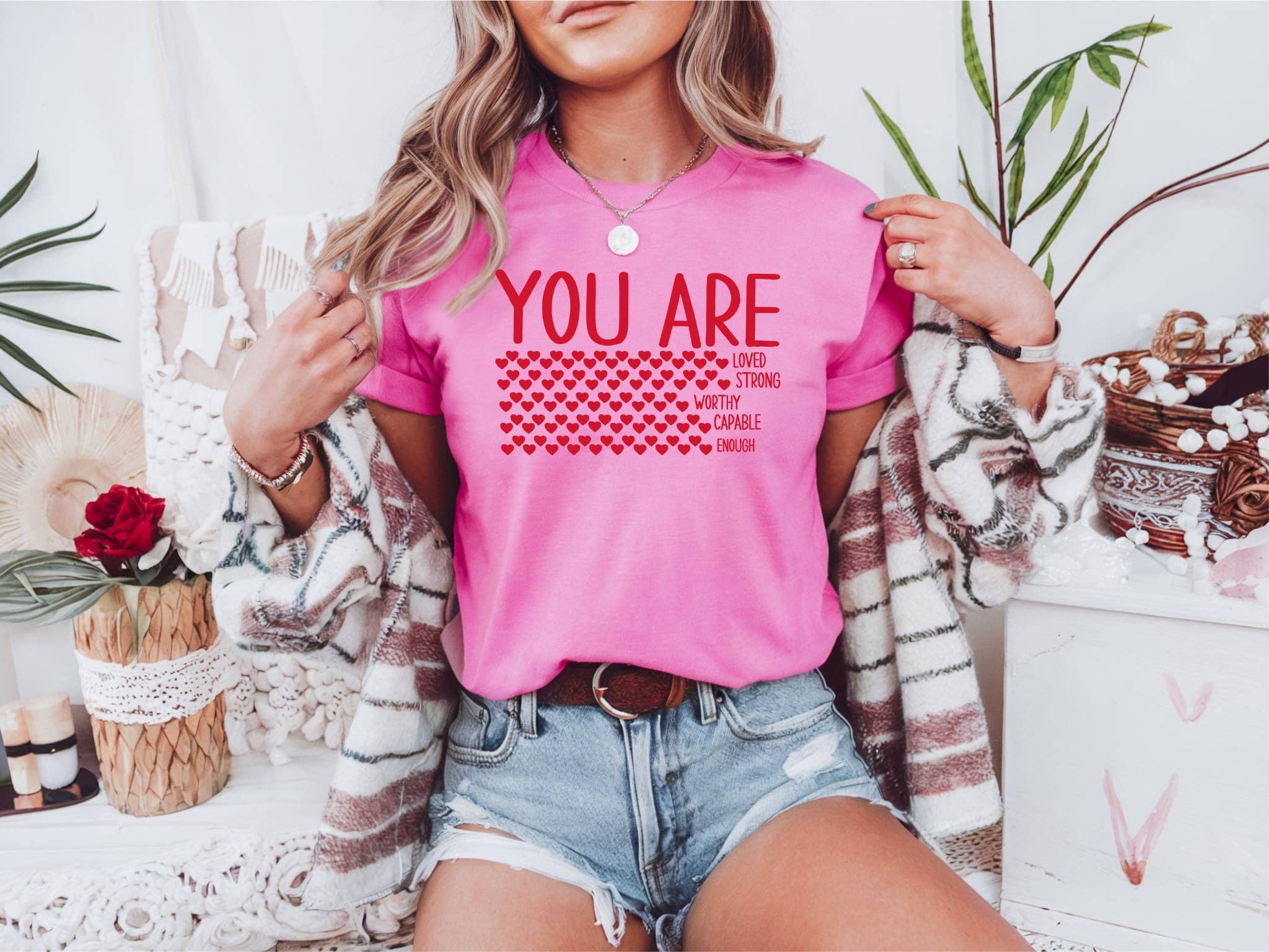 Christian You Are Hearts Collage Bella Spring Graphic Tee Hoodie, Sweatshirt | PodTeesHub.com