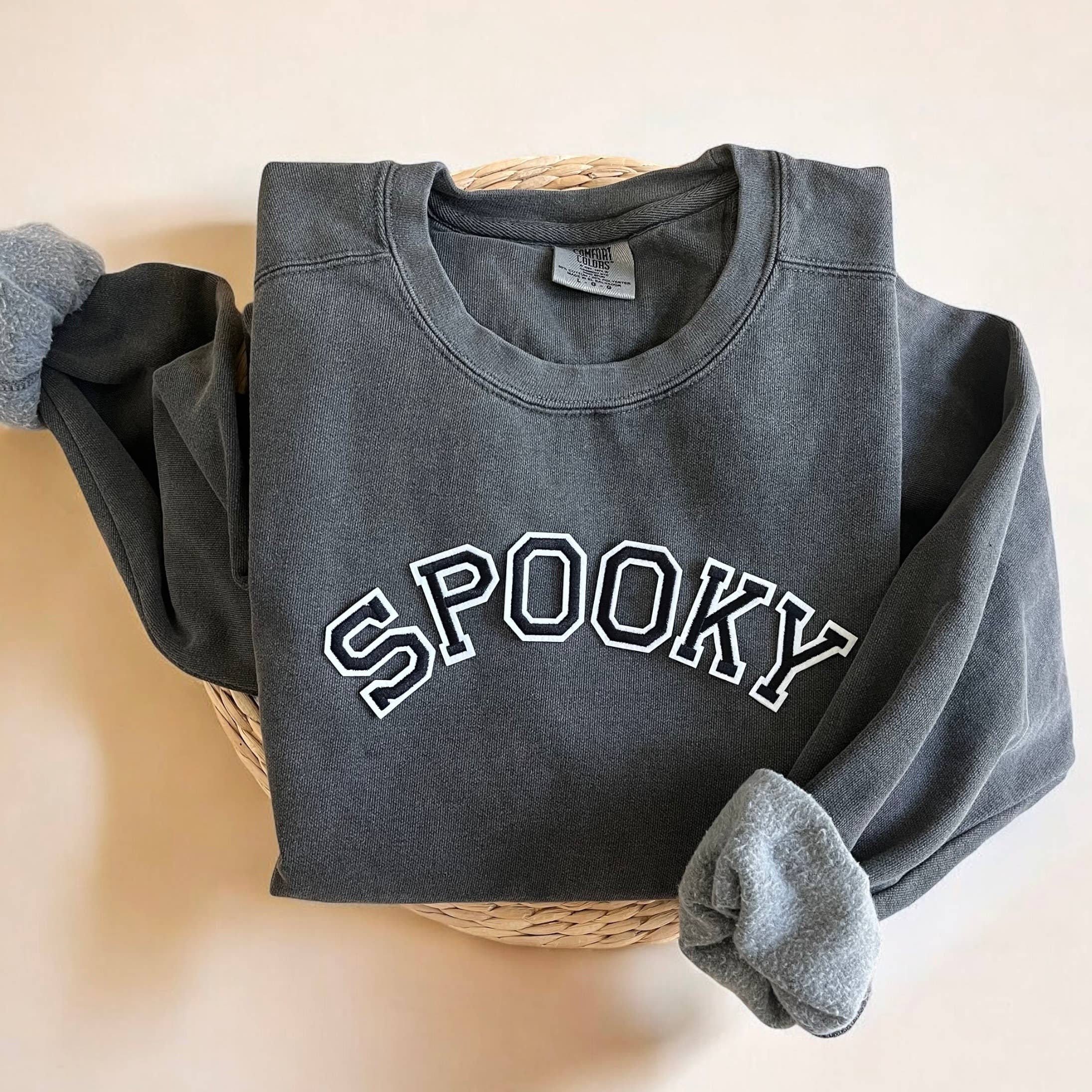 Comfort Colors® Spooky Sweatshirt, Halloween Sweatshirt T-Shirts, Hoodie | PodTeesHub.com