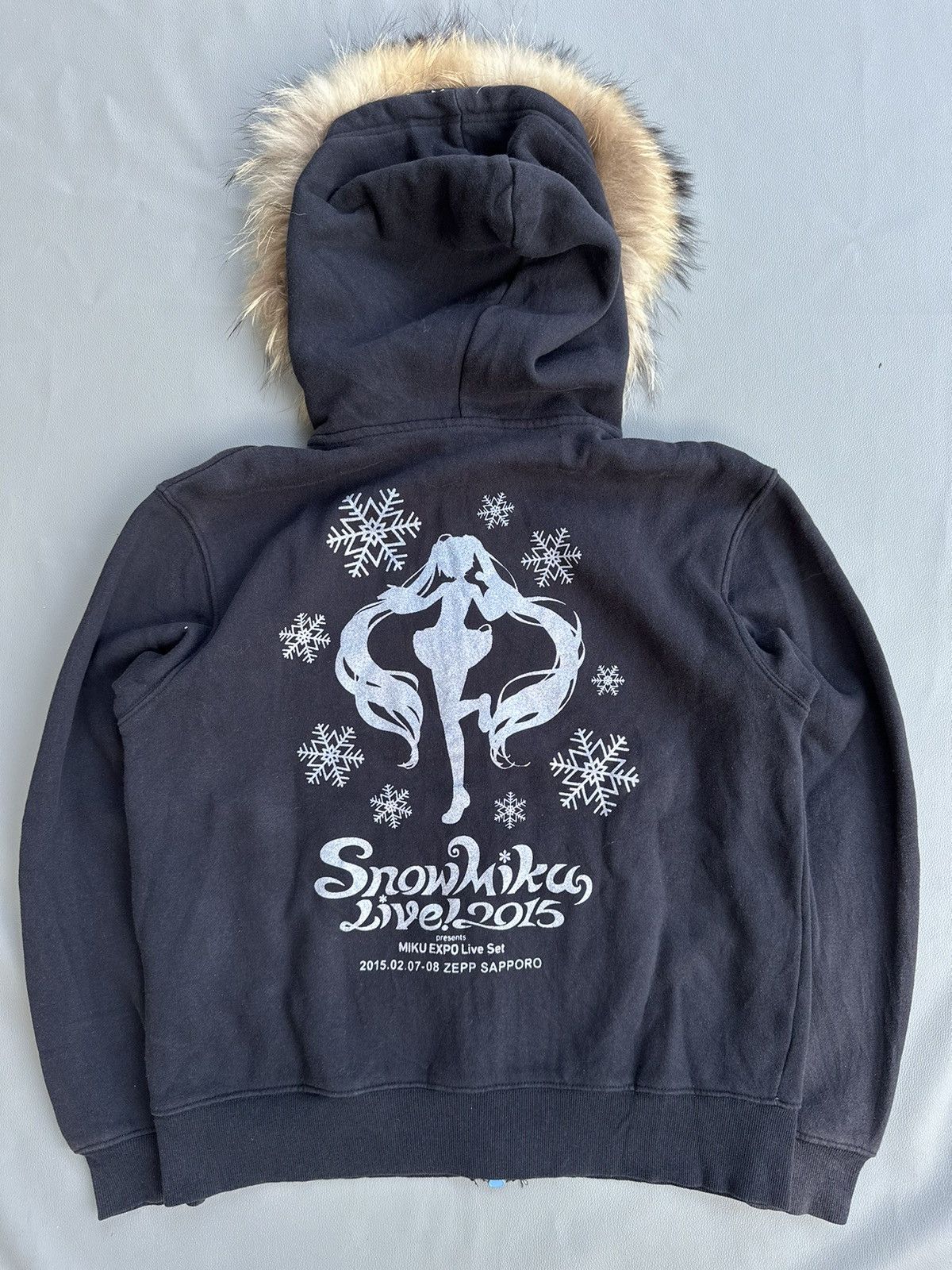 Anime Black Faded Snow Miku Zip Fur Hoodie T-Shirts, Sweatshirt | PodTeesHub.com