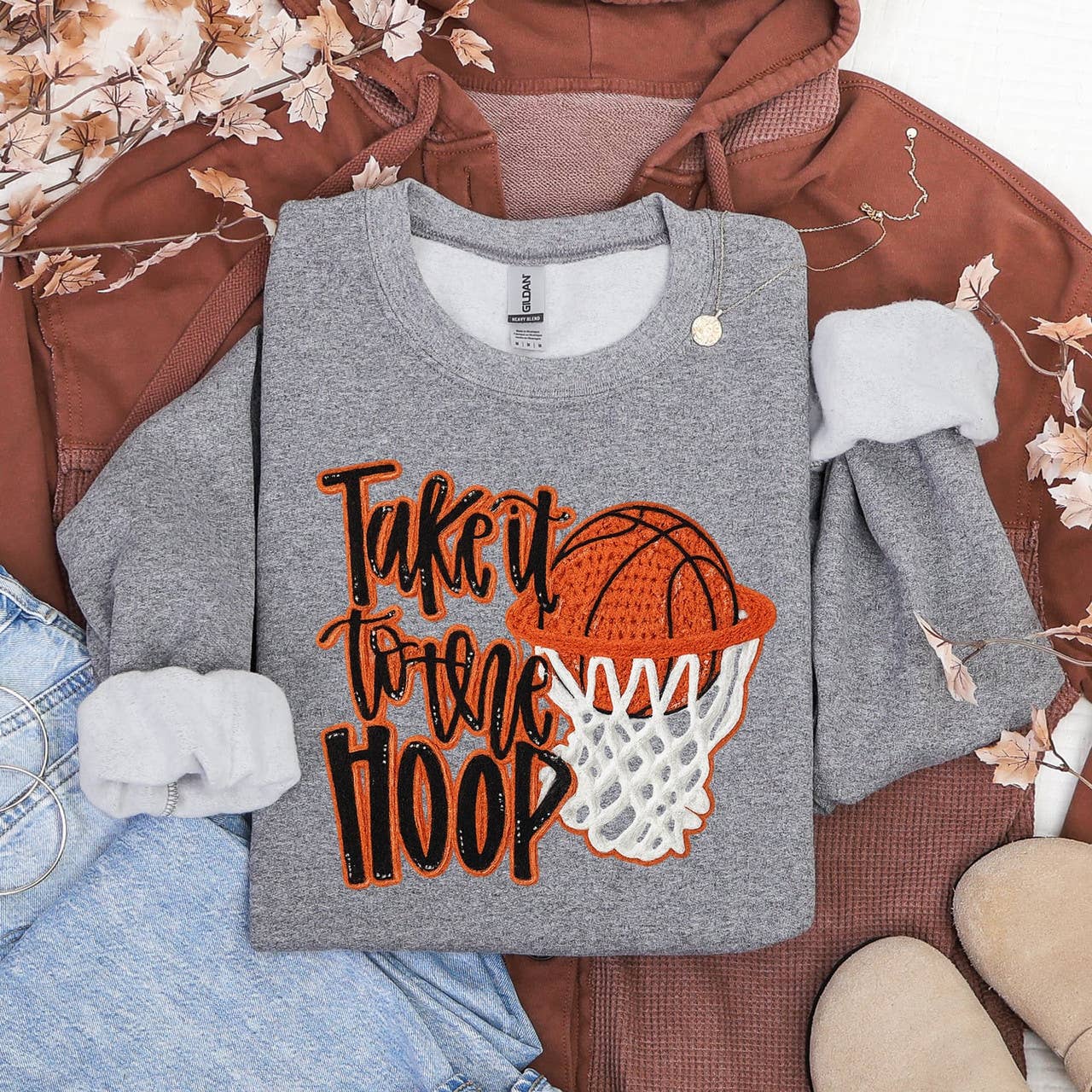 Faux Yarn Take It To the Hoop Sweatshirt T-Shirts, Hoodie | PodTeesHub.com