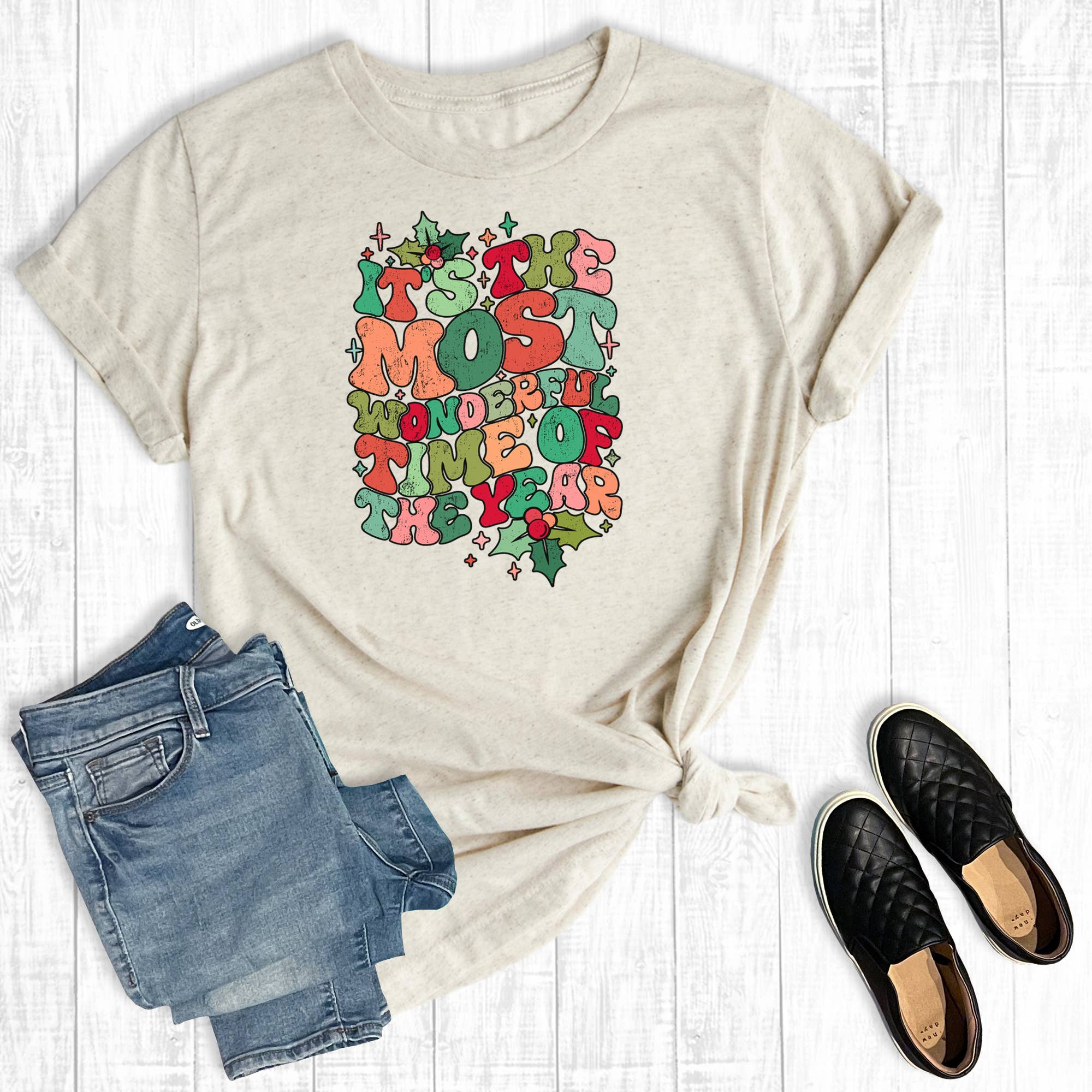 Chrismas Most Wonderful Time Graphic Tee Hoodie, Sweatshirt | PodTeesHub.com