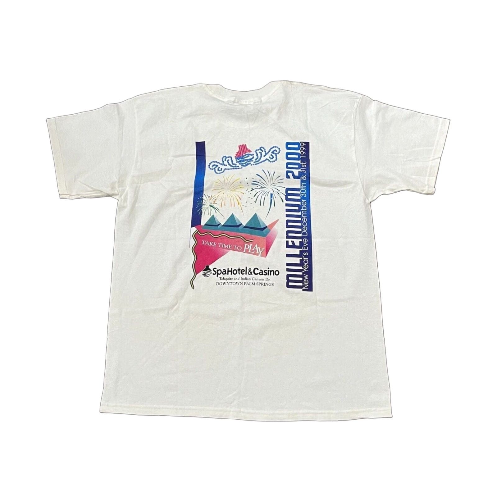 Gildan Vintage Millennium Y2k New Years 2000 T Shirt Mens Xl Palm Springs Tourist White Retro Men Xl Hoodie, Sweatshirt