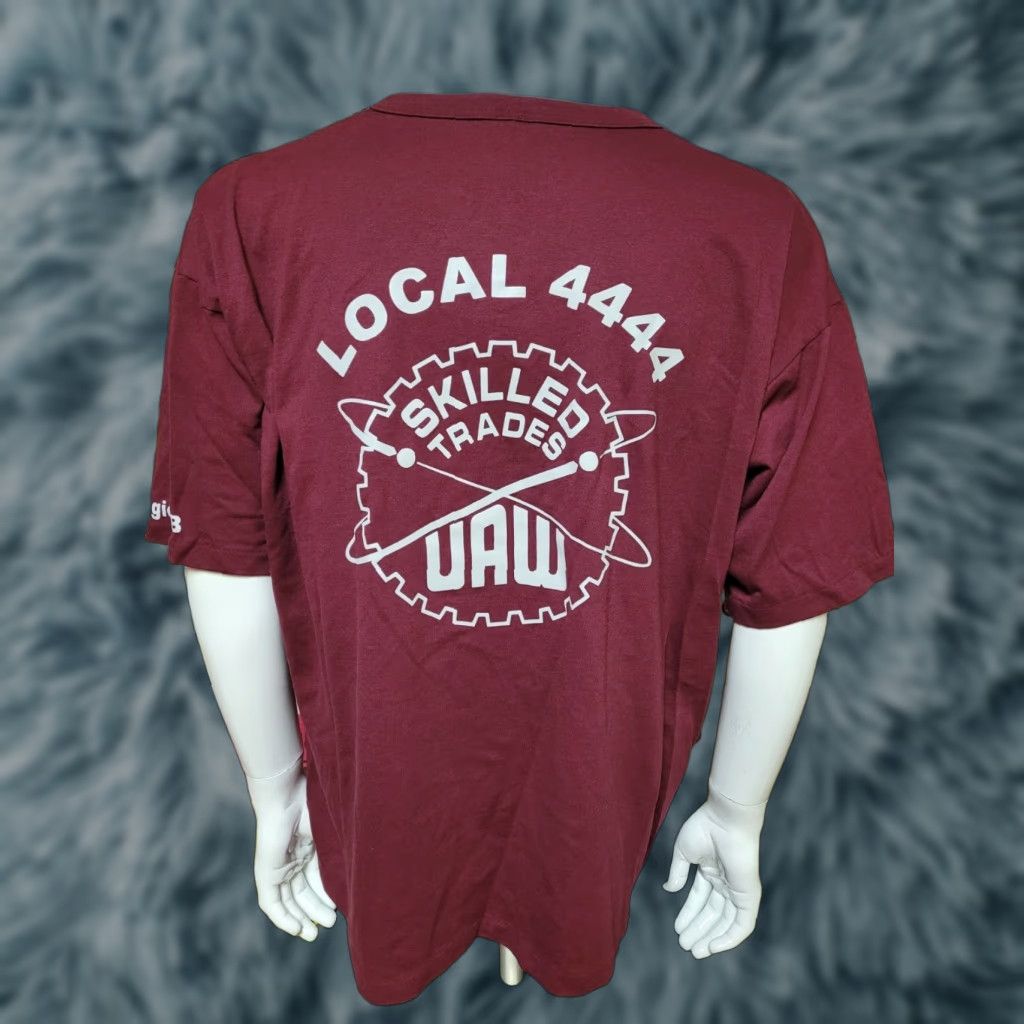 Vintage Uaw Local 4444 Union Pride T Shirt 2xl Men Red Henley Short Sleeve Unionline Graphic Hoodie, Sweatshirt