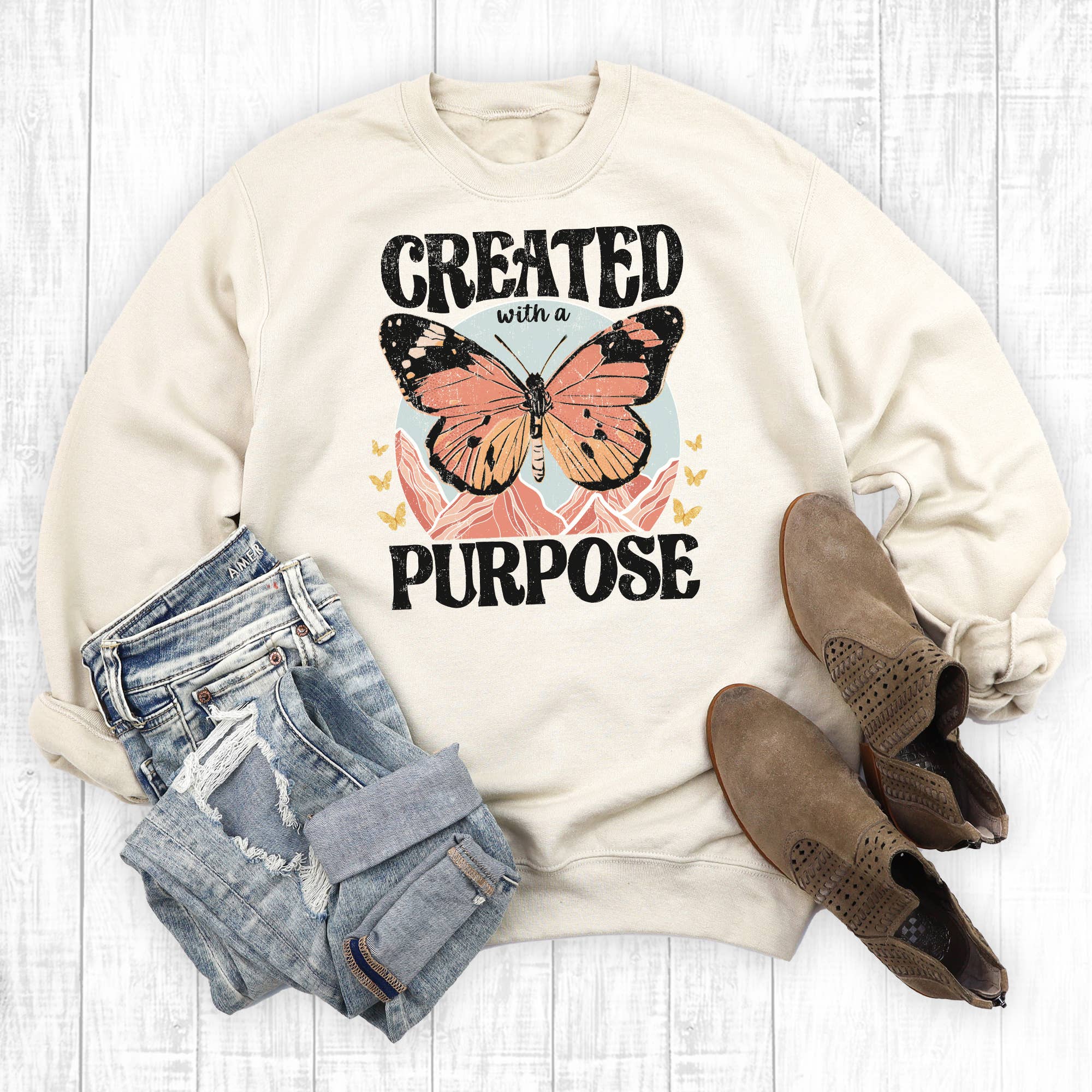 Boho Christian Created with A Purpose Sweatshirt T-Shirts, Hoodie | PodTeesHub.com