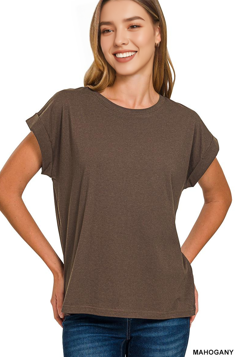 `.Round Neck Folded Short Sleeve T Shirt Hoodie, Sweatshirt | PodTeesHub.com