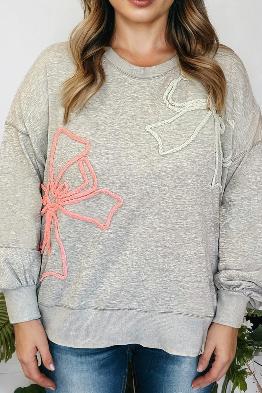 Plus Size Thread Embroidered Drop Shoulder Sweatshirt T-Shirts, Hoodie | PodTeesHub.com