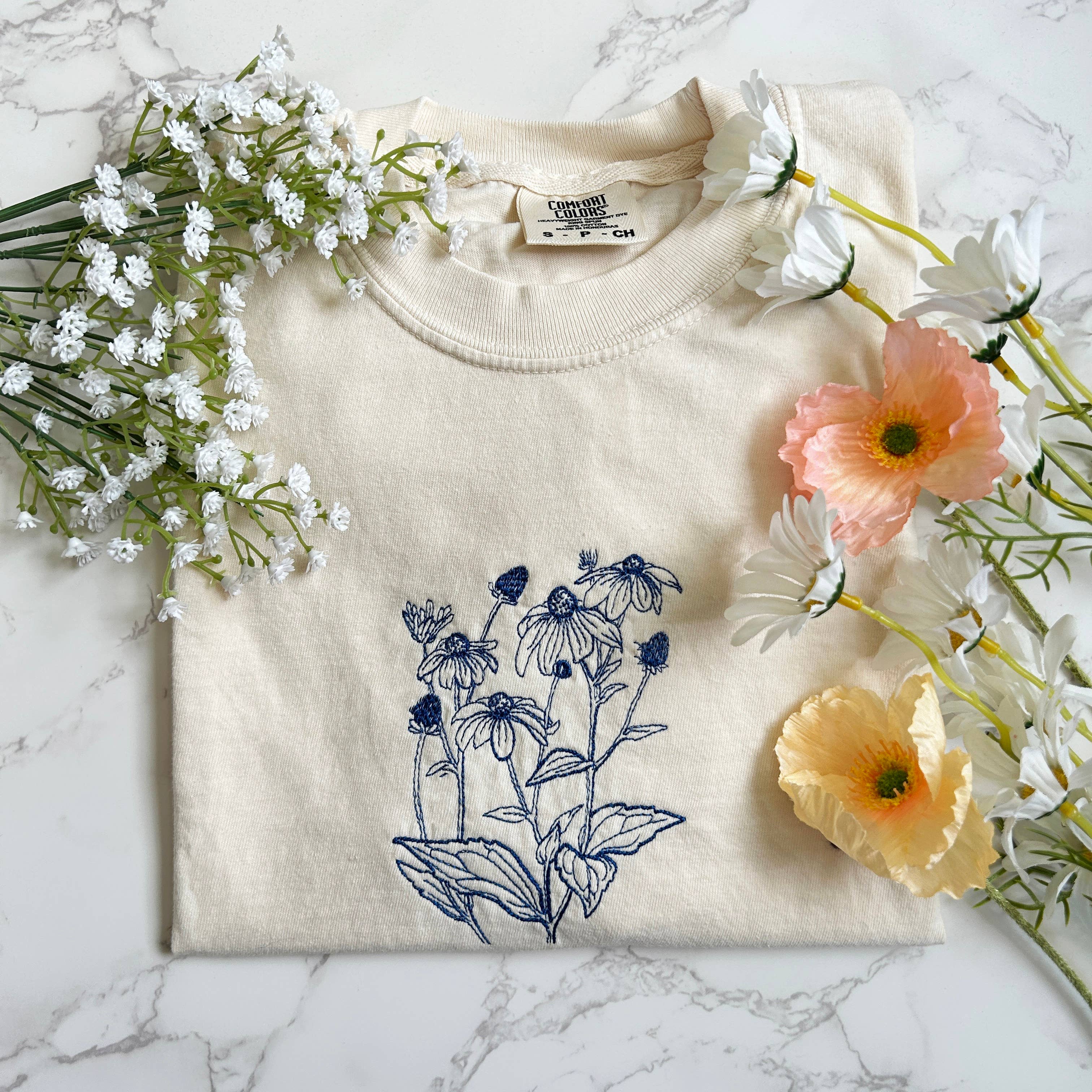 Embroidered Wildflower Nature Hiking Tshirt Hoodie, Sweatshirt | PodTeesHub.com
