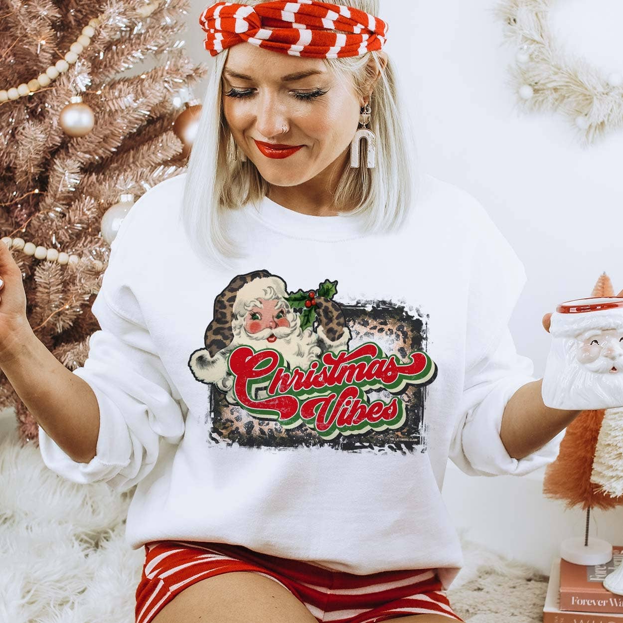Christmas Vibes - White -  Fleece Lined Sweatshirt T-Shirts, Hoodie | PodTeesHub.com