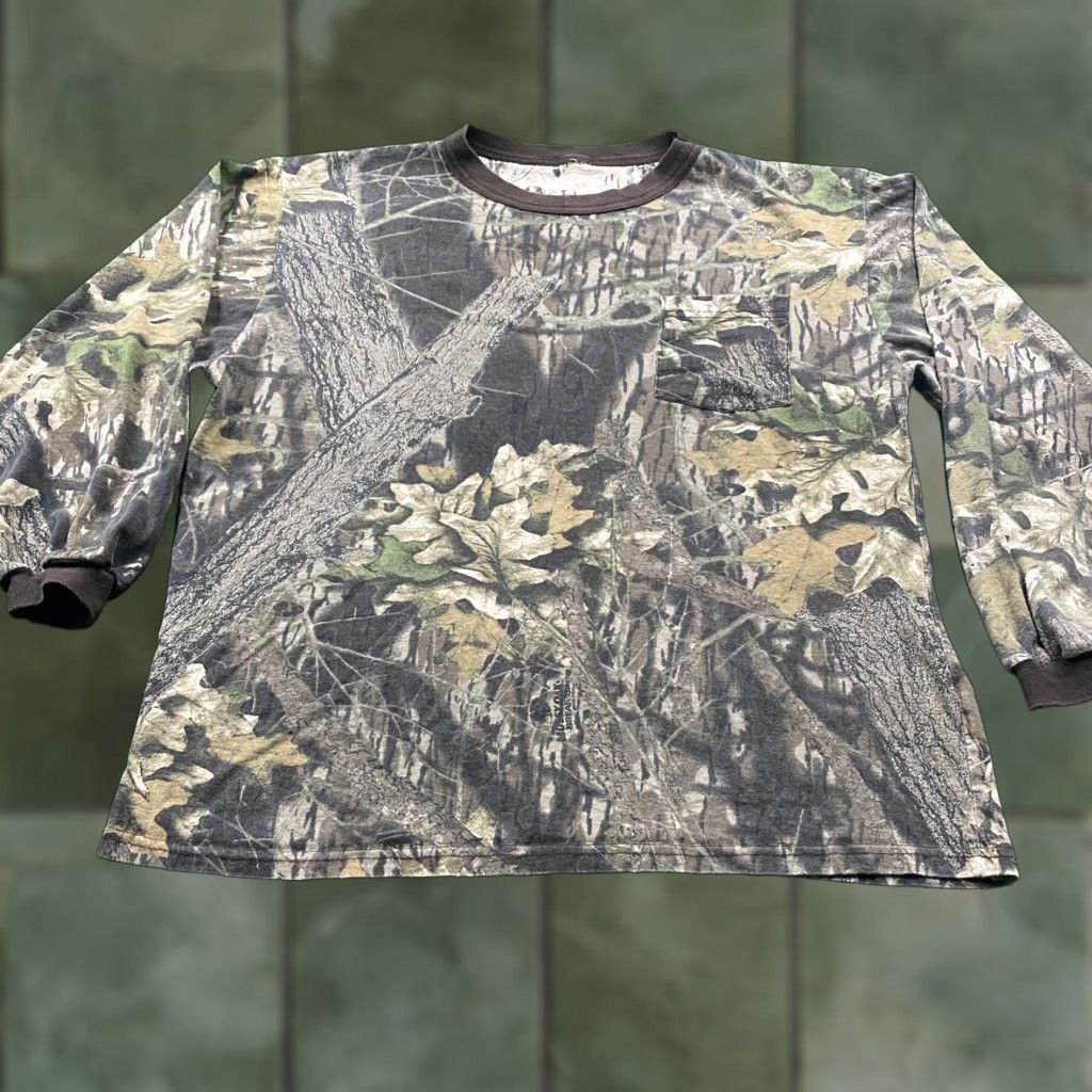 Vintage Camouflage Shirt Mens Xl Brown 90s Usa Long Sleeve Cotton T Shirt Retro 90s Band Pun Hoodie, Sweatshirt