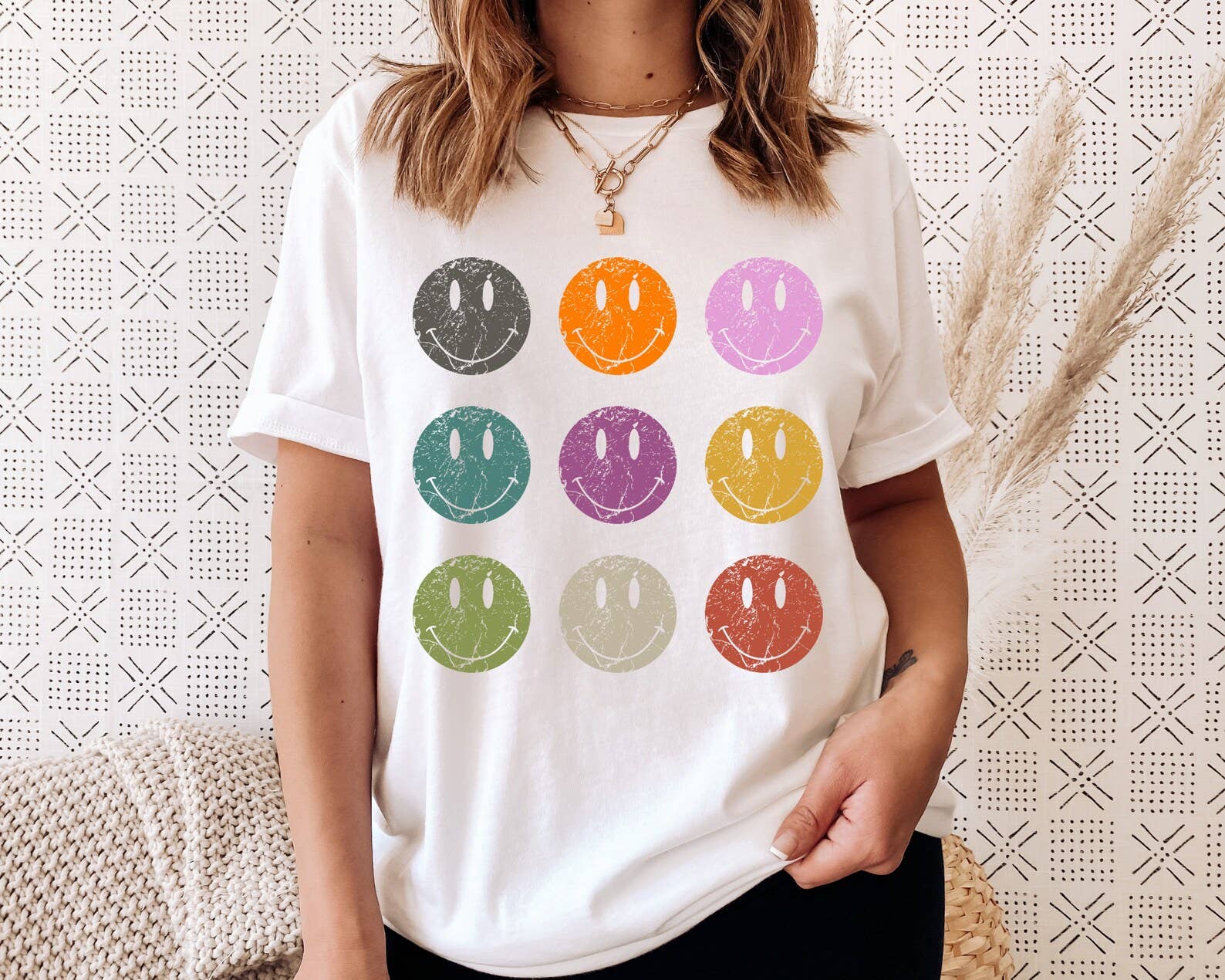 Happy Face Grid T-Shirt Hoodie, Sweatshirt | PodTeesHub.com