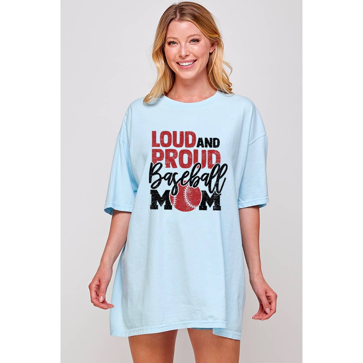Loud and  Proud Baseball Mama Oversized Tee Hoodie, Sweatshirt | PodTeesHub.com