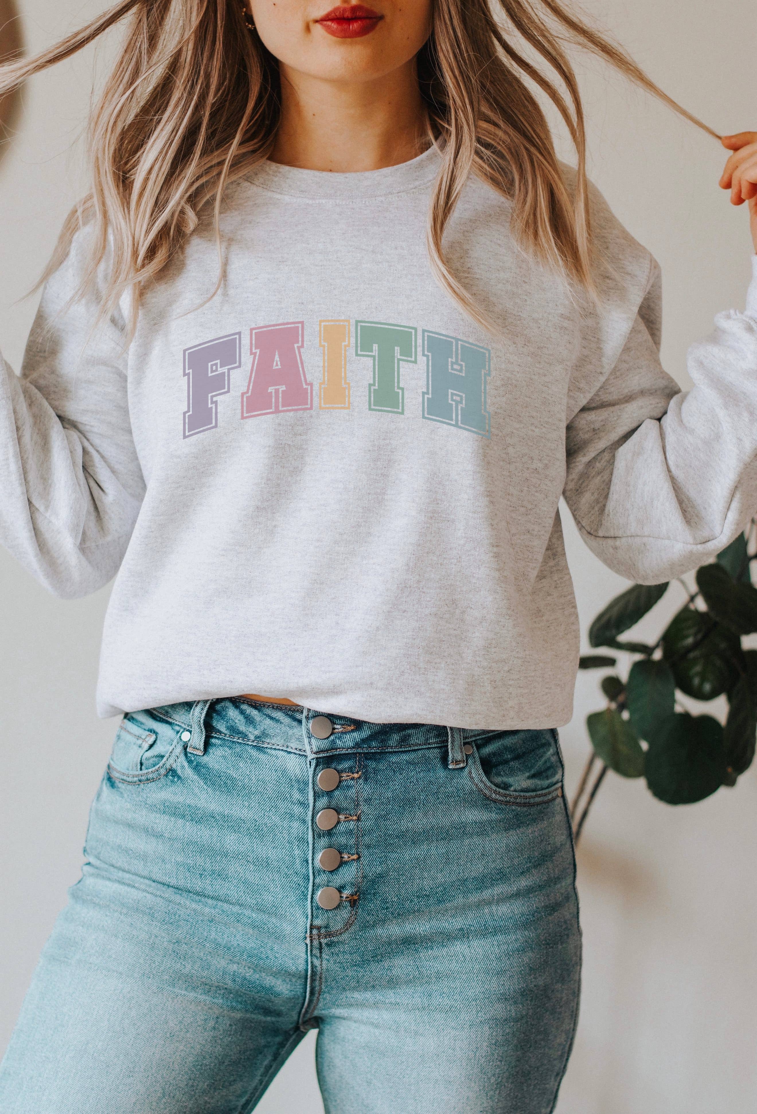 College Block Faith Crew Neck Sweatshirt T-Shirts, Hoodie | PodTeesHub.com