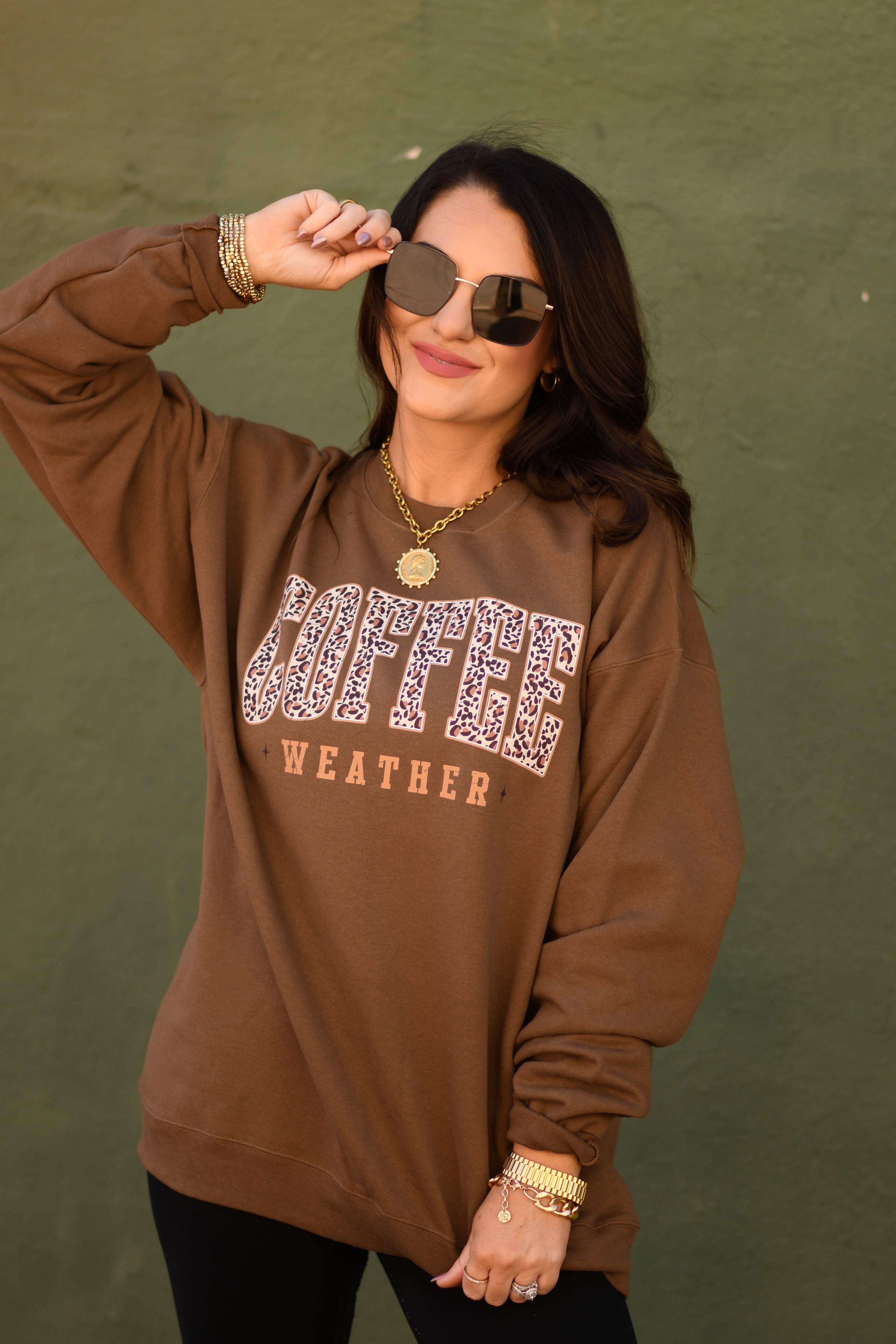 Coffee Weather Leopard Sweatshirt T-Shirts, Hoodie | PodTeesHub.com