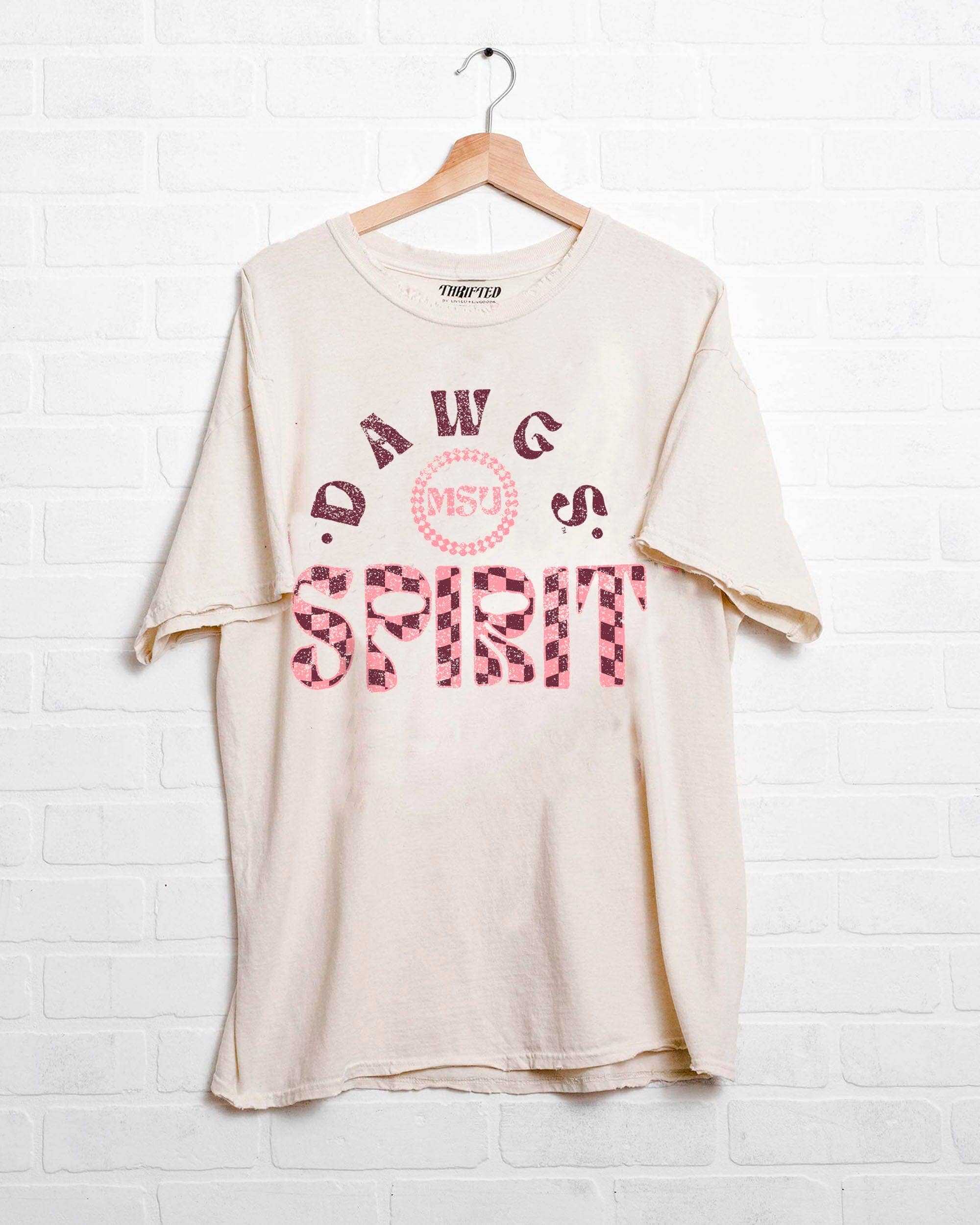 Mississippi State Bulldogs Spirit Off White Thrifted Tee Hoodie, Sweatshirt | PodTeesHub.com