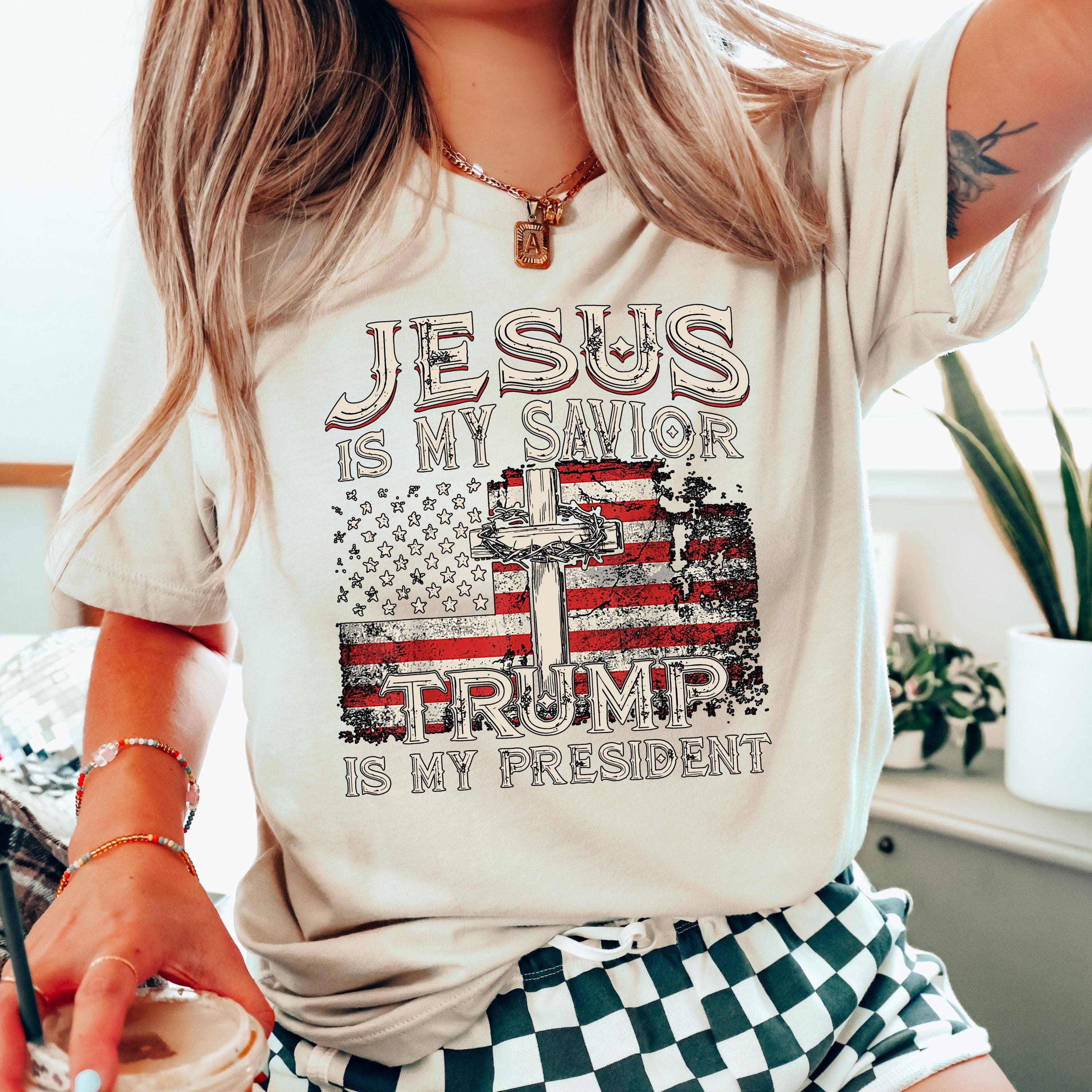 Jesus Is My Savior Trump President Patriotic Sweatshirt T-Shirts, Hoodie | PodTeesHub.com