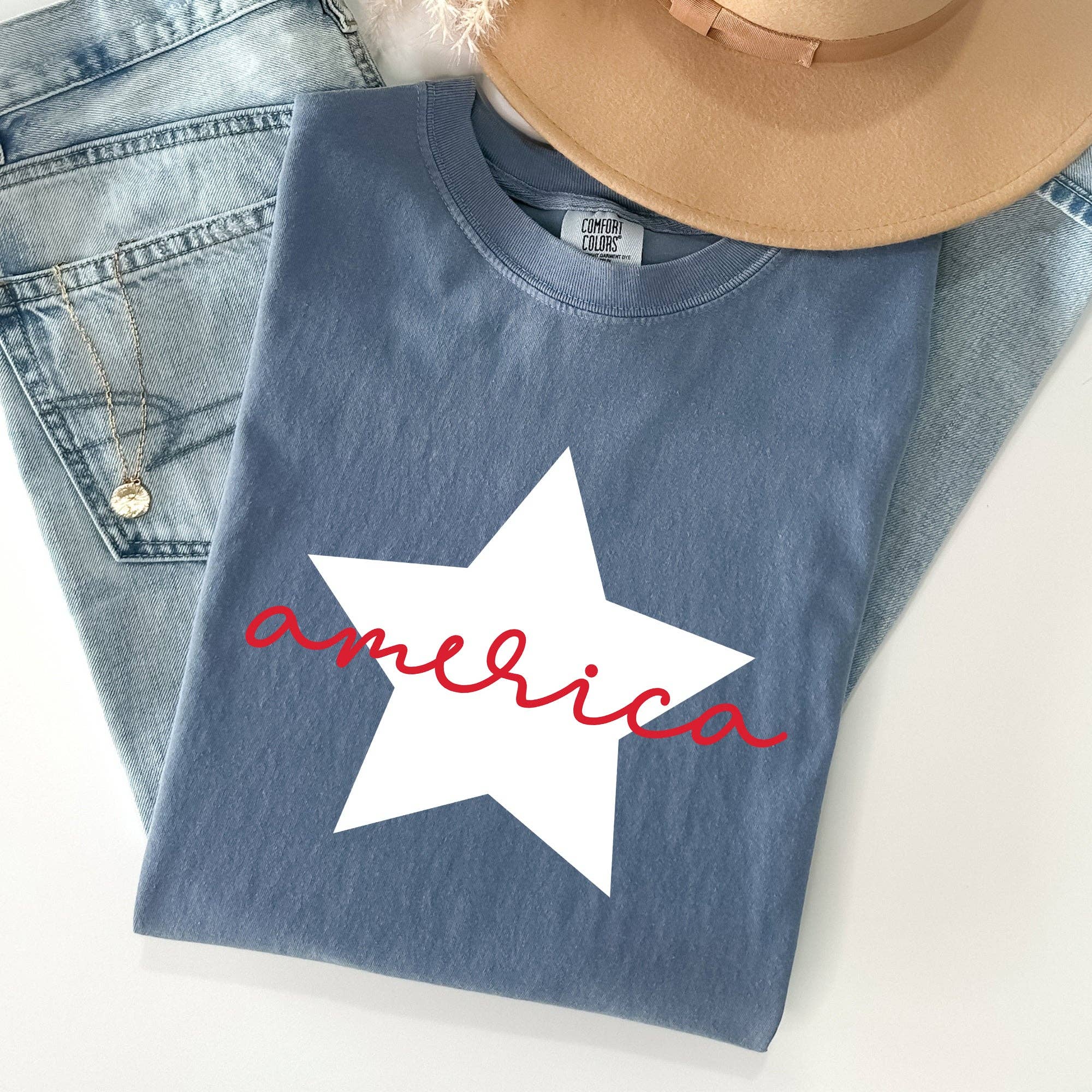 Retro America Star, Red White Blue, 4th of July Tshirt Hoodie, Sweatshirt | PodTeesHub.com