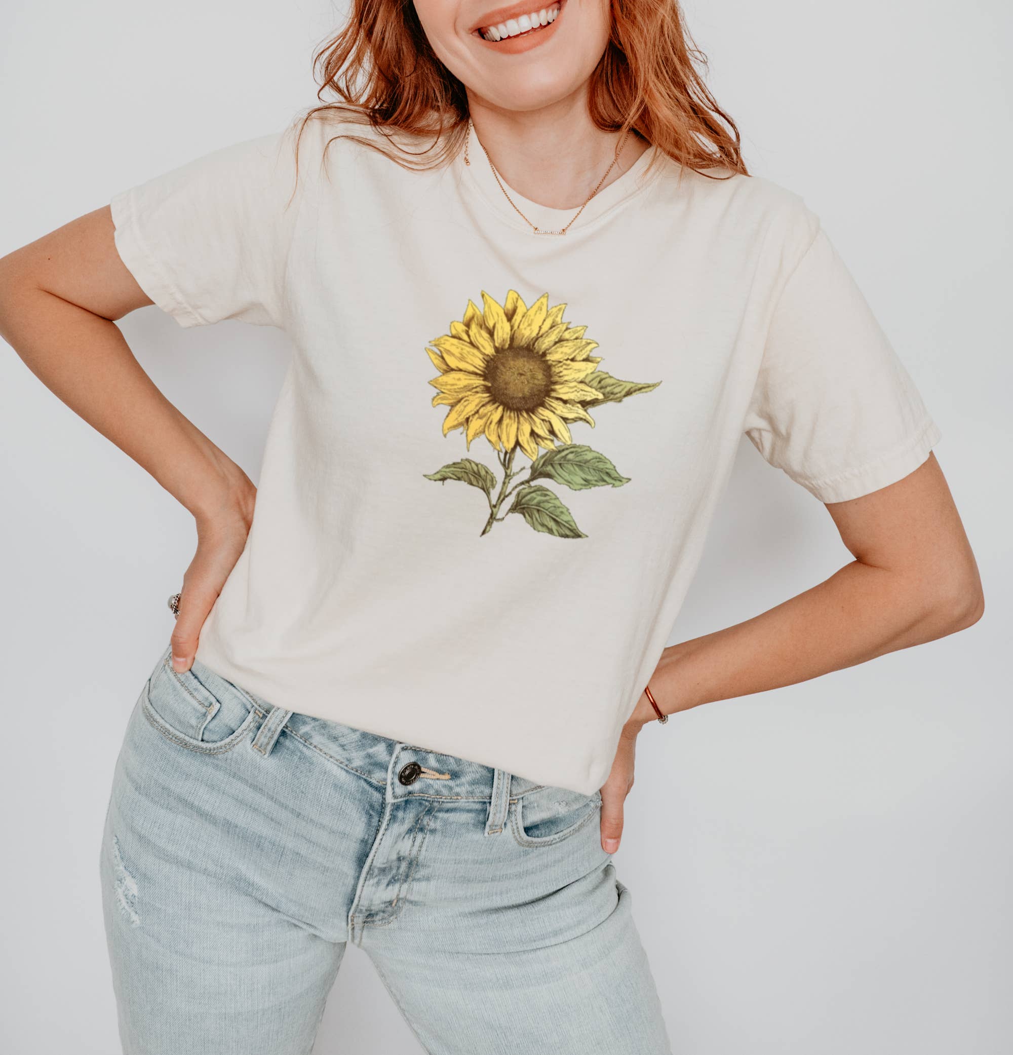 Vintage Sunflower Tshirt For Women Soft Comfort Colors Hoodie, Sweatshirt | PodTeesHub.com