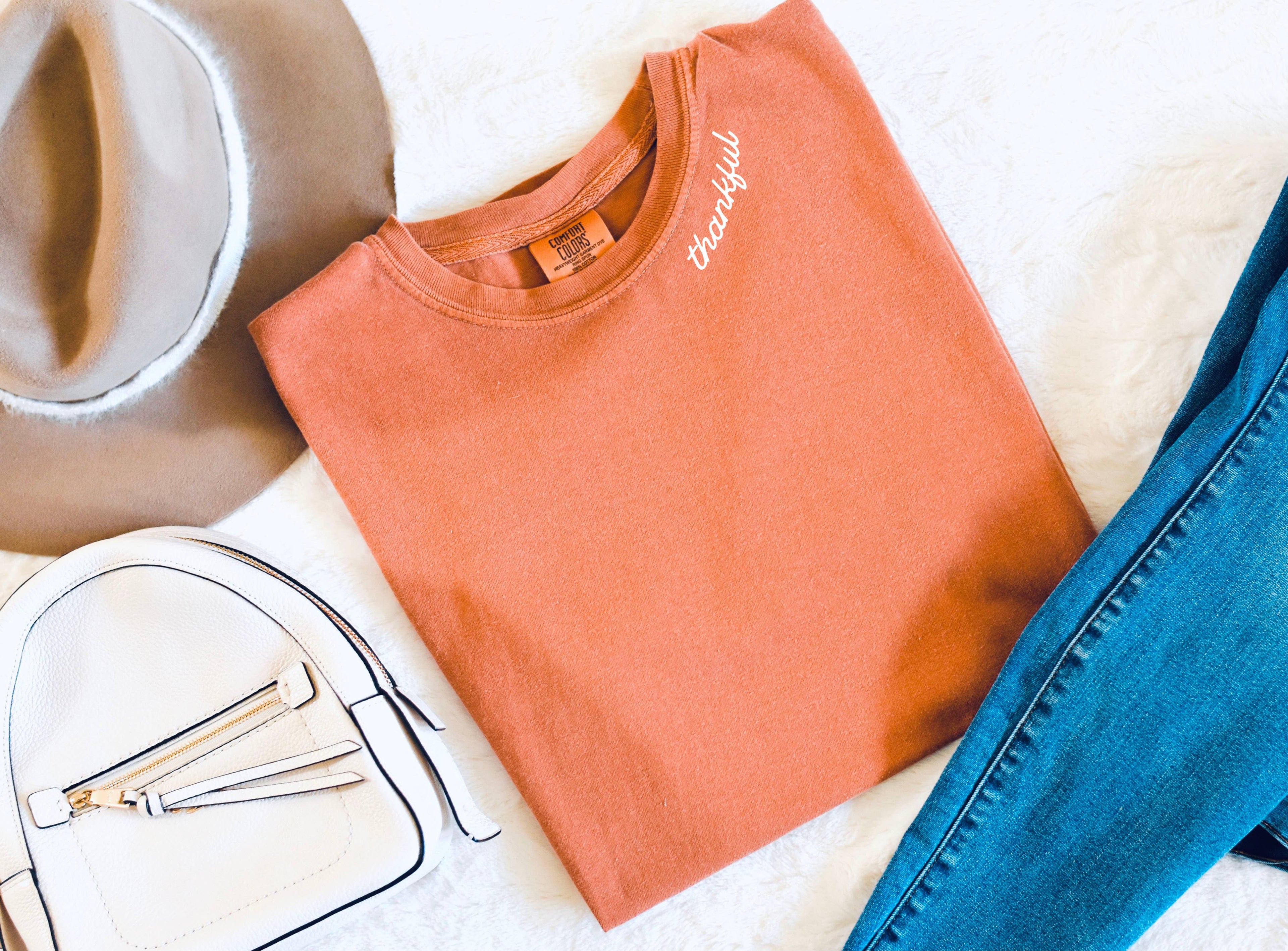Thankful Tee, Comfort Colors, Thanksgiving Shirt, Fall Tee Hoodie, Sweatshirt | PodTeesHub.com