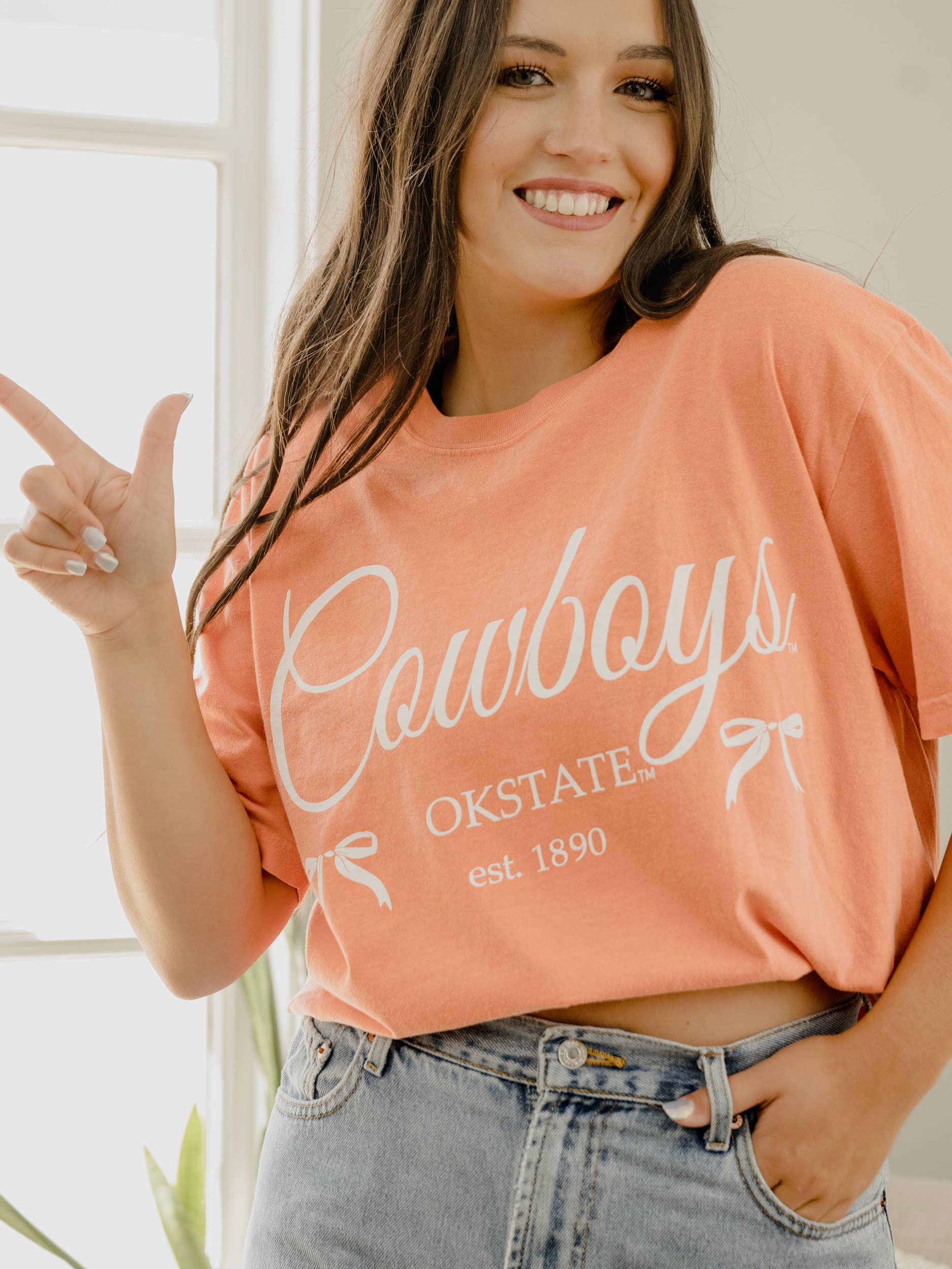 Osu Cowboys Established Bows Orange Comfort Colors Tee Hoodie, Sweatshirt | PodTeesHub.com