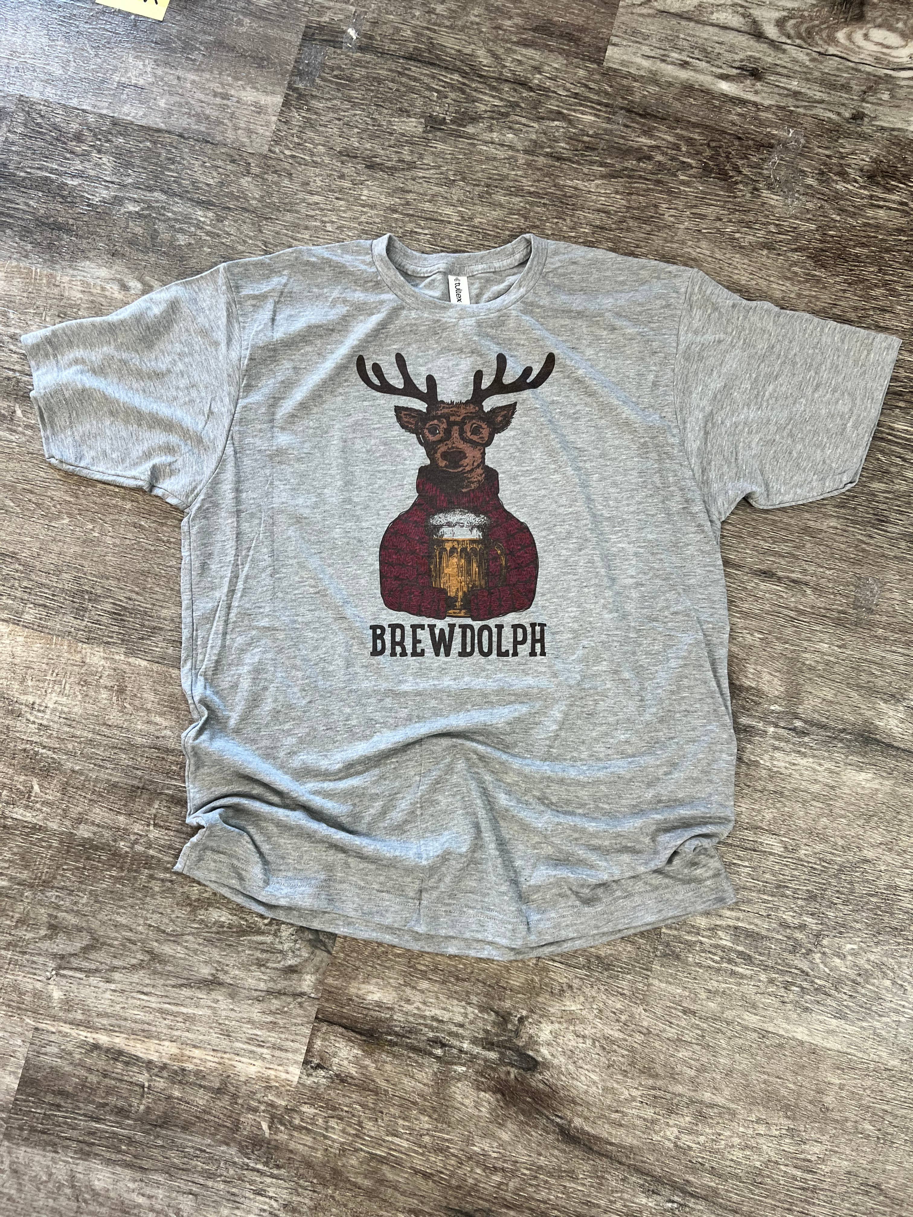Brewdolph- Reindeer with Beer On Heather Gray Tee Hoodie, Sweatshirt | PodTeesHub.com