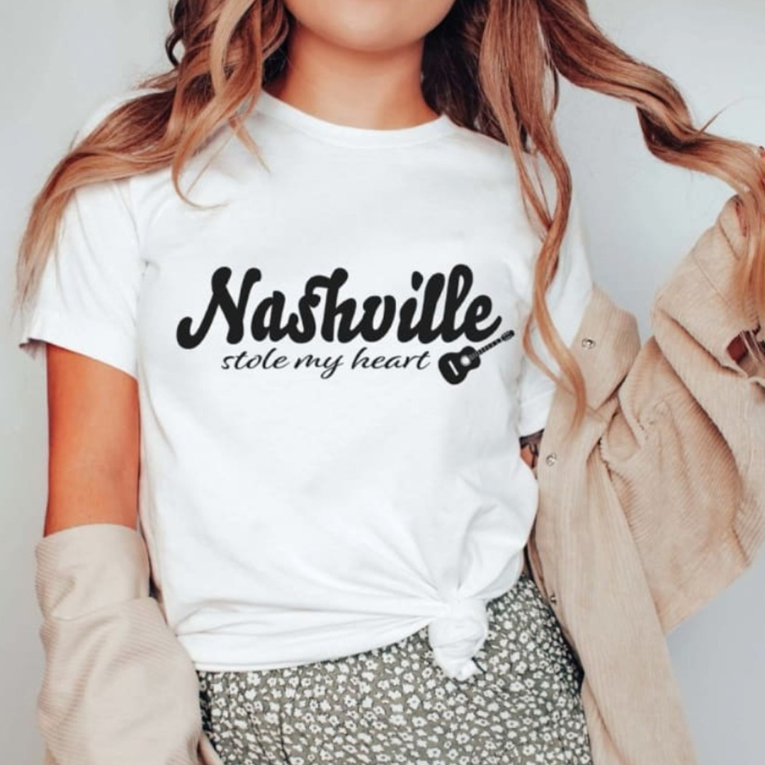 Nashville Stole My Heart Western Graphic Tee Hoodie, Sweatshirt | PodTeesHub.com
