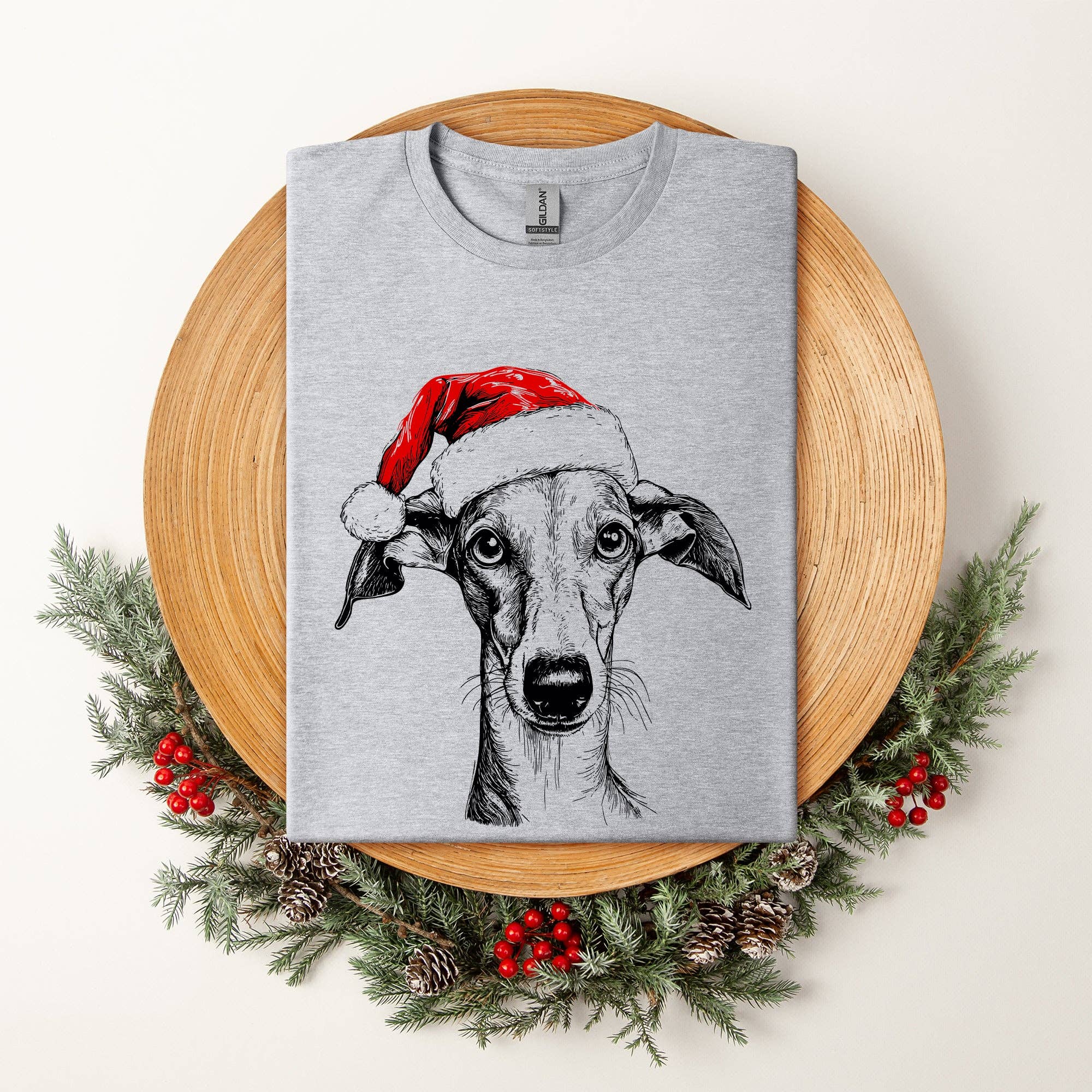 Grey Hound, Santa, Dog, Christmas, Dog Lover, Pet T-Shirt Hoodie, Sweatshirt | PodTeesHub.com