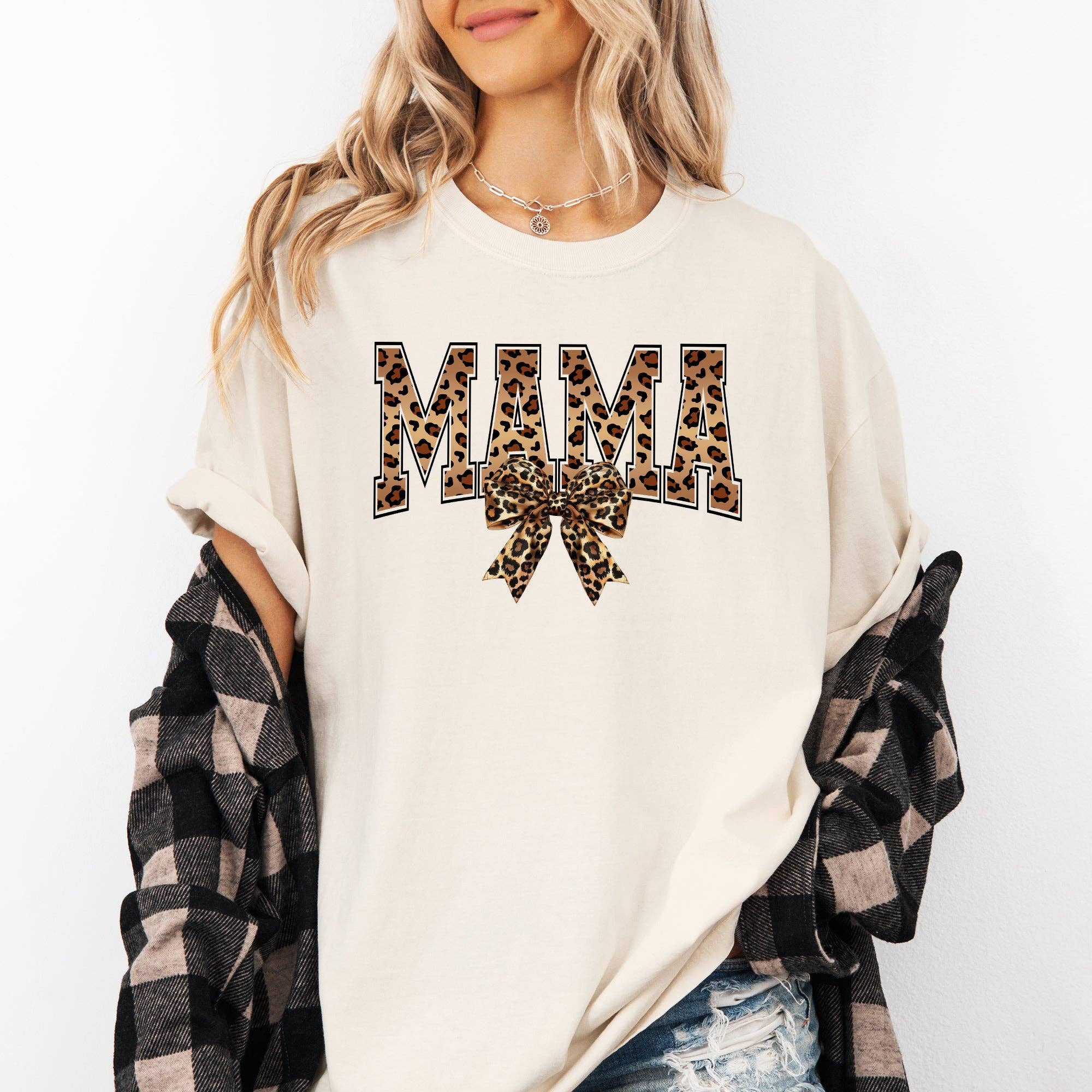 Mama, Leopard Print, Bow, Ribbon, Mother's Day Tshirt Hoodie, Sweatshirt | PodTeesHub.com