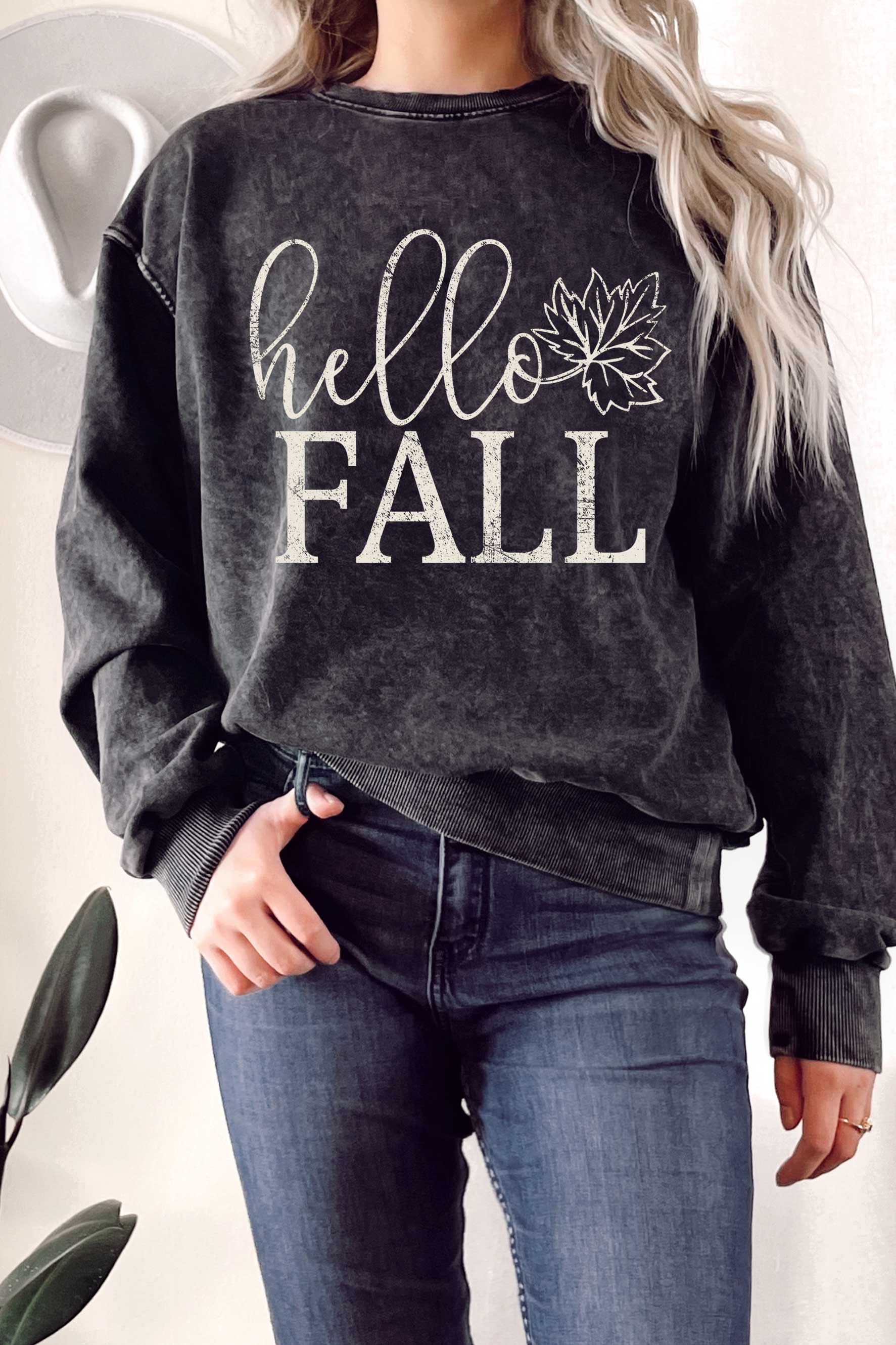 Hello Fall Mineral Graphic Terry Sweatshirt T-Shirts, Hoodie | PodTeesHub.com