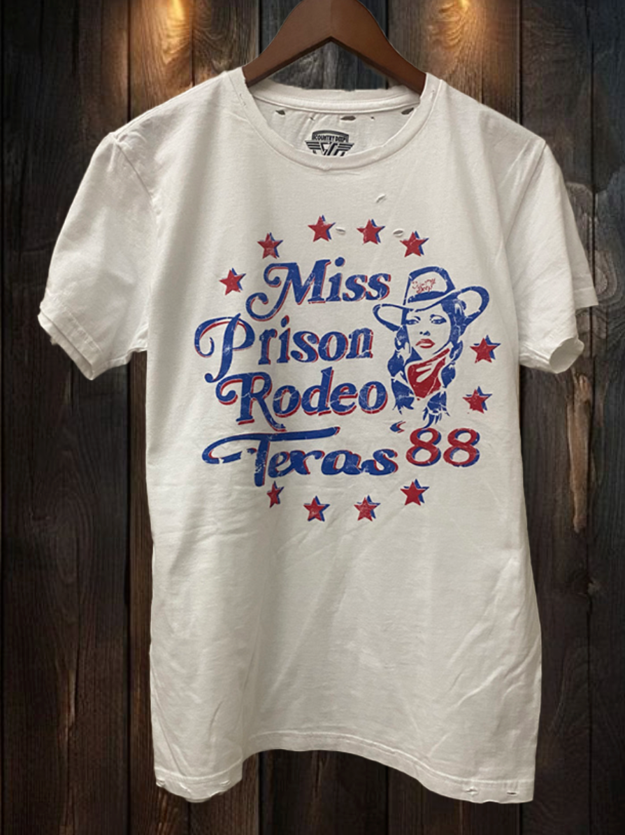 Miss Prison Rodeo Texas 1988 Vintage Distressed Throwback Unisex Tee Hoodie, Sweatshirt | PodTeesHub.com