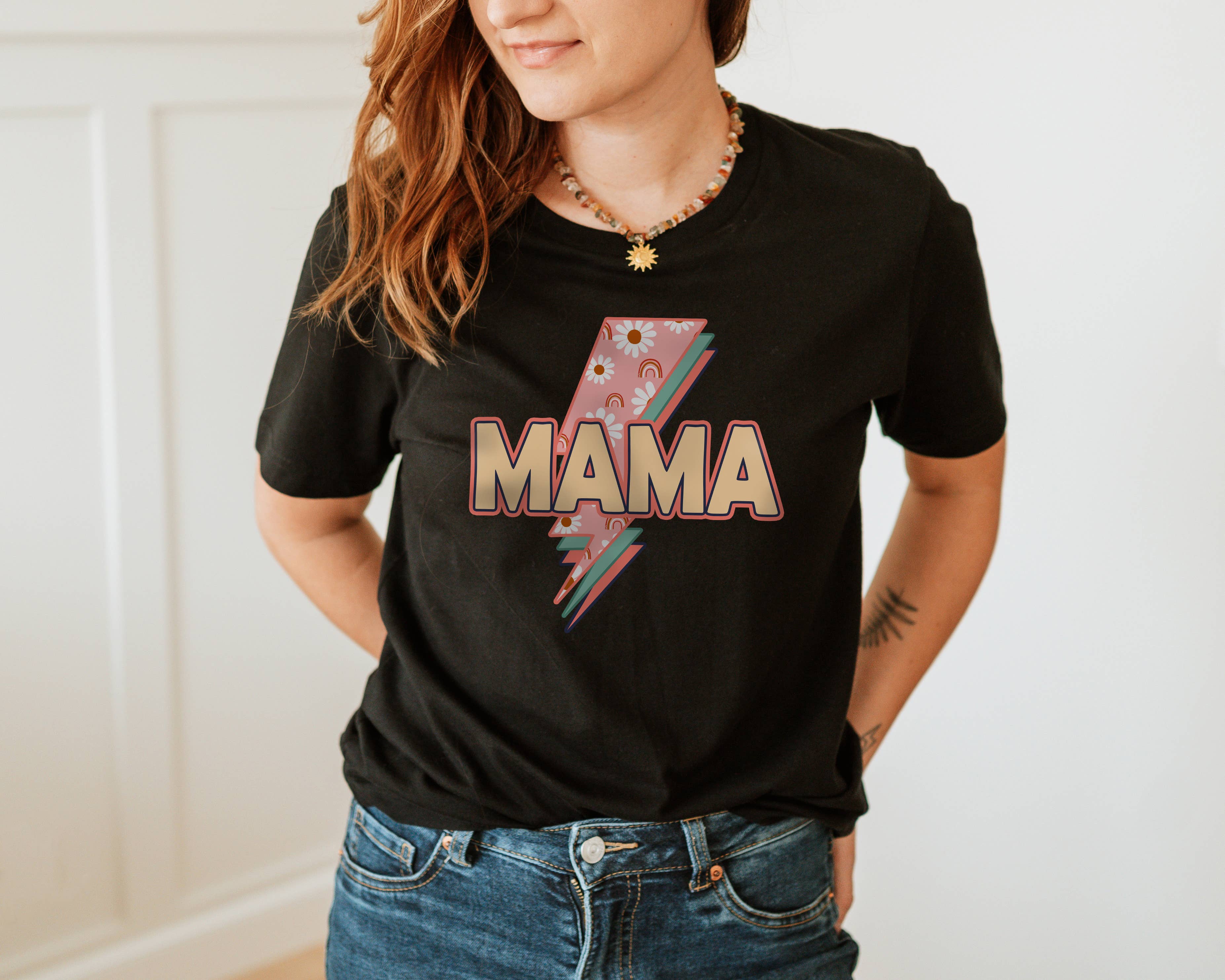 Mama Lightning Bolt Tee | Sizes XS-2XL Hoodie, Sweatshirt | PodTeesHub.com