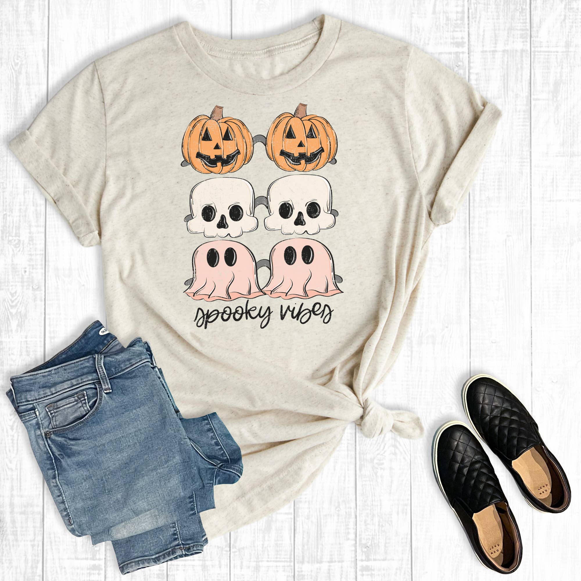 Halloween Spooky Vibes Graphic Tee Hoodie, Sweatshirt | PodTeesHub.com