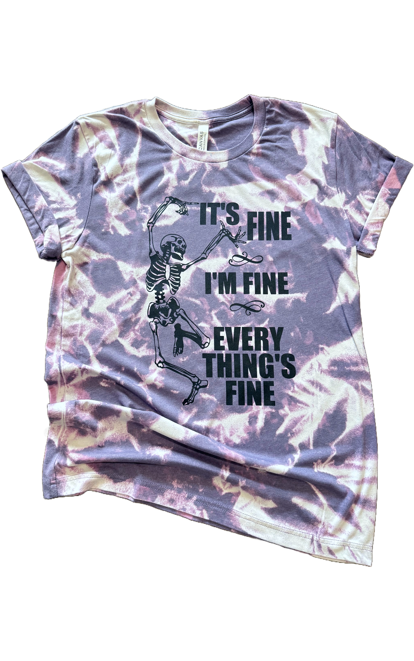 It's Fine. I'm Fine. Everything's Fine. Skeleton Tie-Dye Tee Hoodie, Sweatshirt | PodTeesHub.com