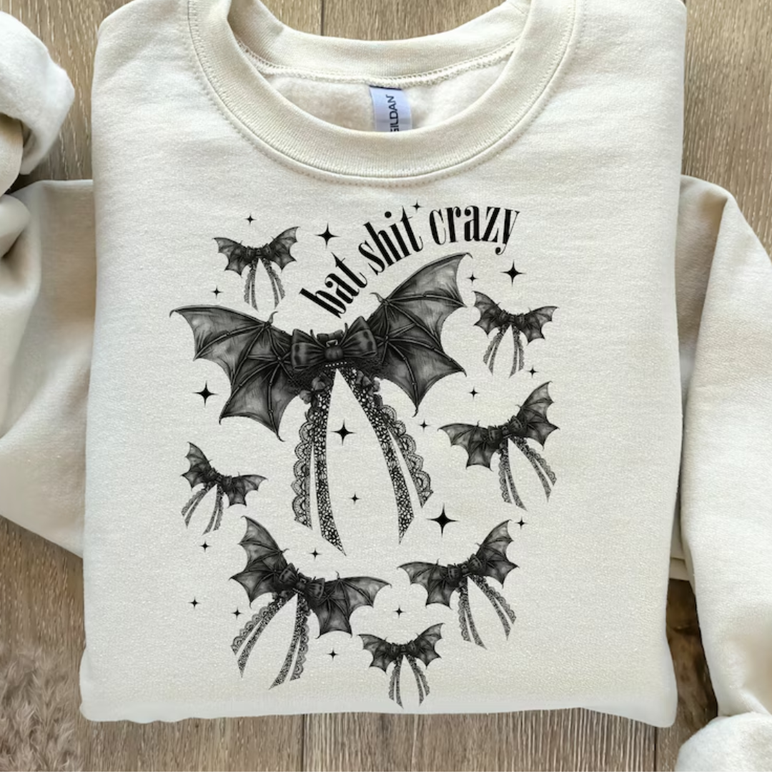 Halloween Bat Shit Crazy Gothic Coquette Bow Sweatshirt T-Shirts, Hoodie | PodTeesHub.com