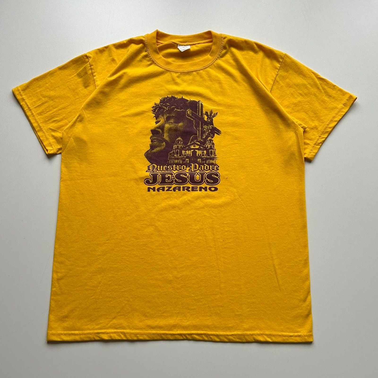 Vintage Y2k Jesus God Religion Cross Art T Shirt Xl Yellow Hoodie, Sweatshirt | PodTeesHub.com