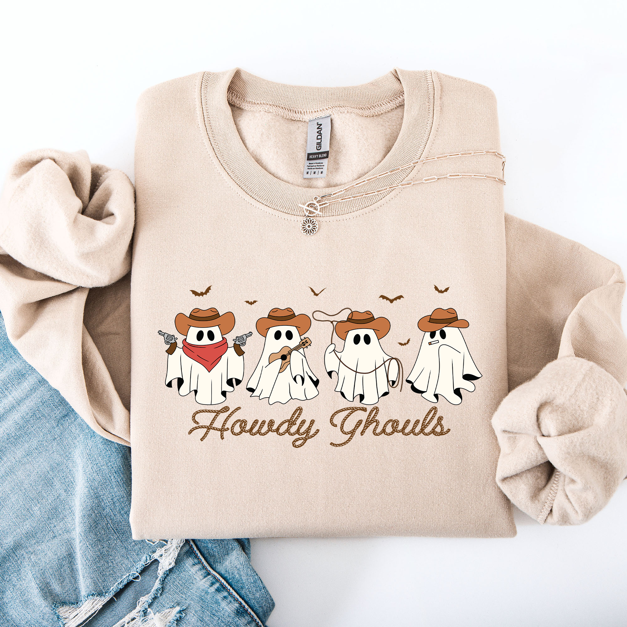 Howdy Ghouls, Cowboy Ghosts, Western, Halloween Sweatshirt T-Shirts, Hoodie | PodTeesHub.com
