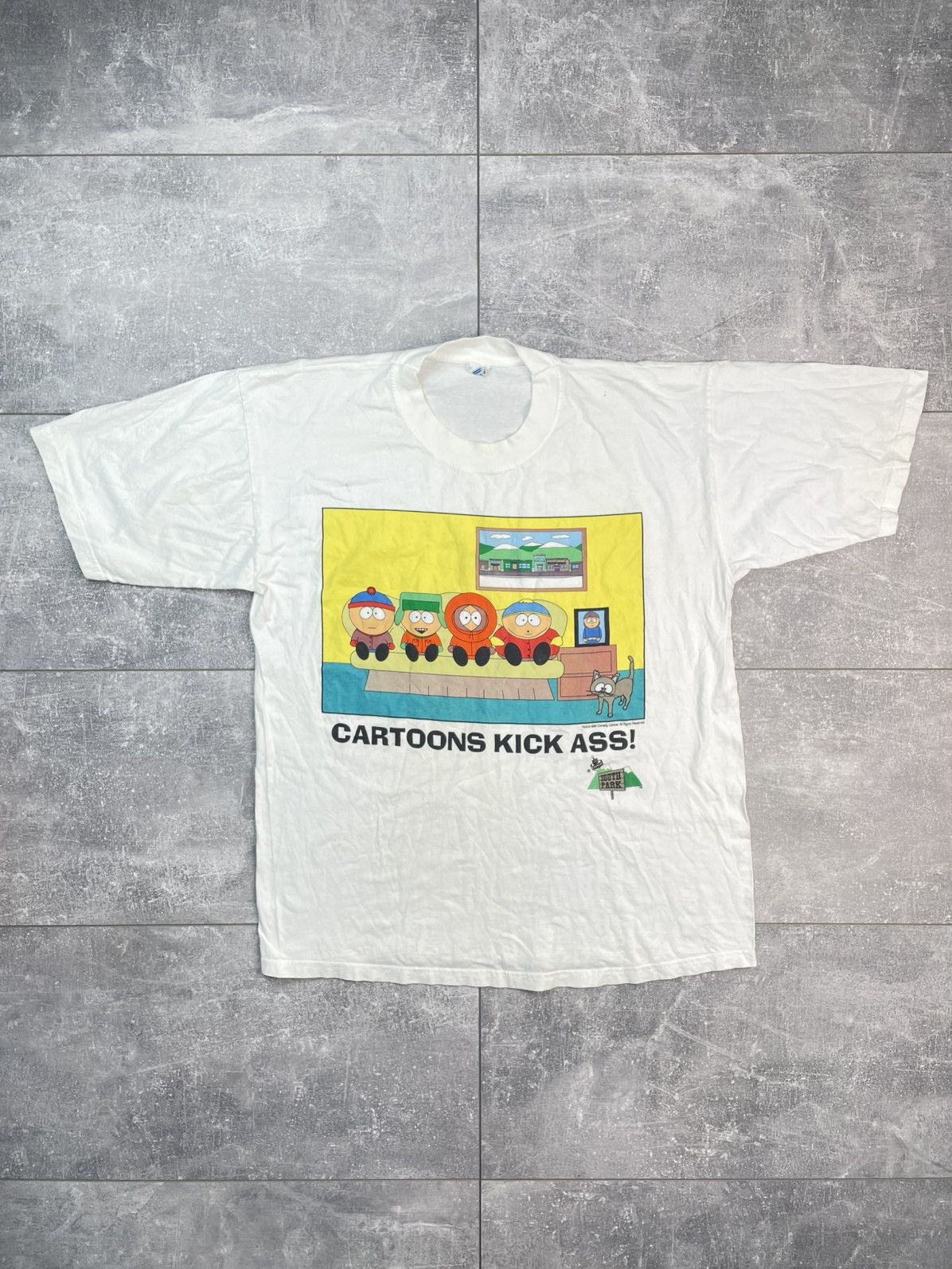 Vintage South Park 1998 Cartoons Kick Ass T Shirt Hoodie, Sweatshirt | PodTeesHub.com