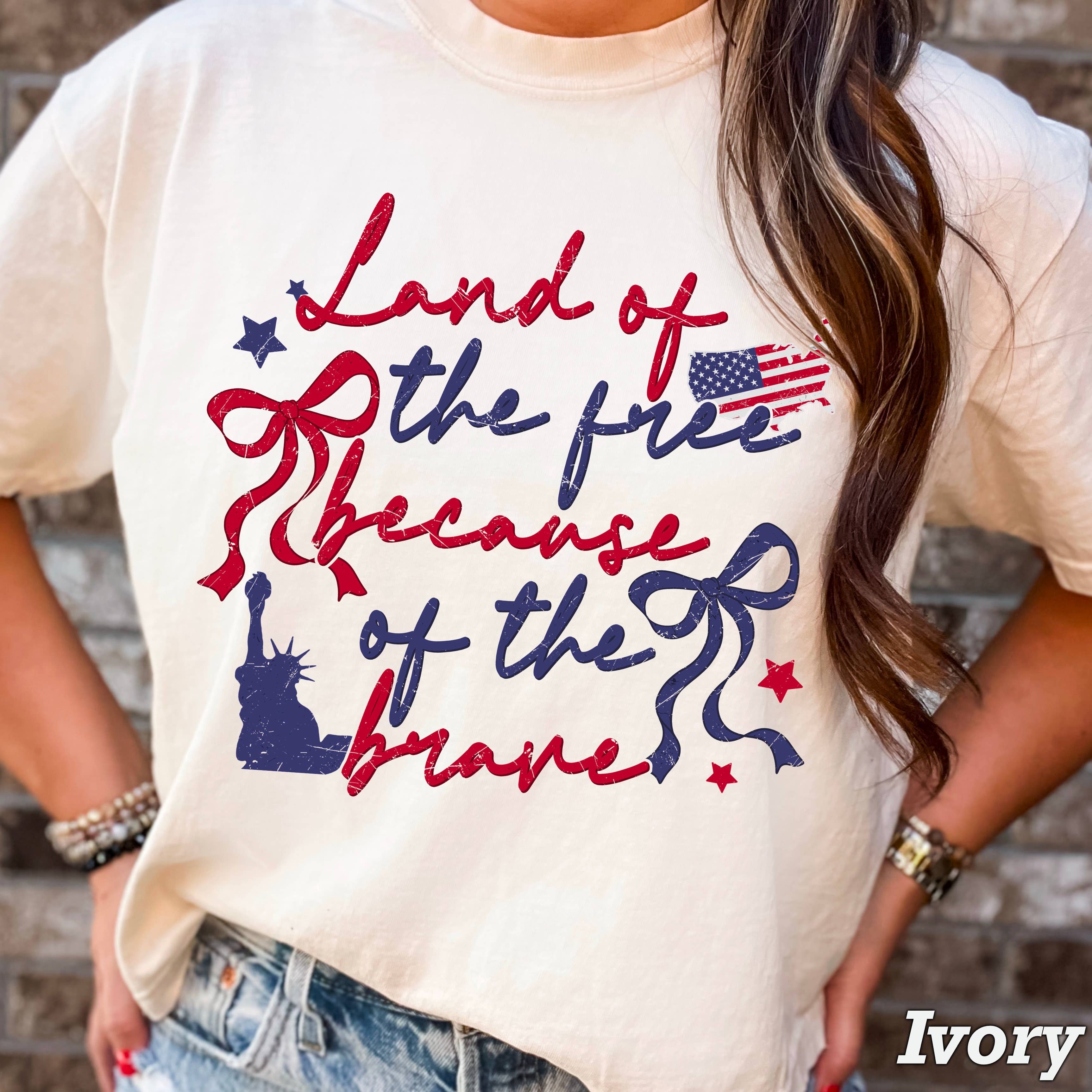 Land of the Free July 4th Graphic Shirt | Comfort Color Hoodie, Sweatshirt | PodTeesHub.com