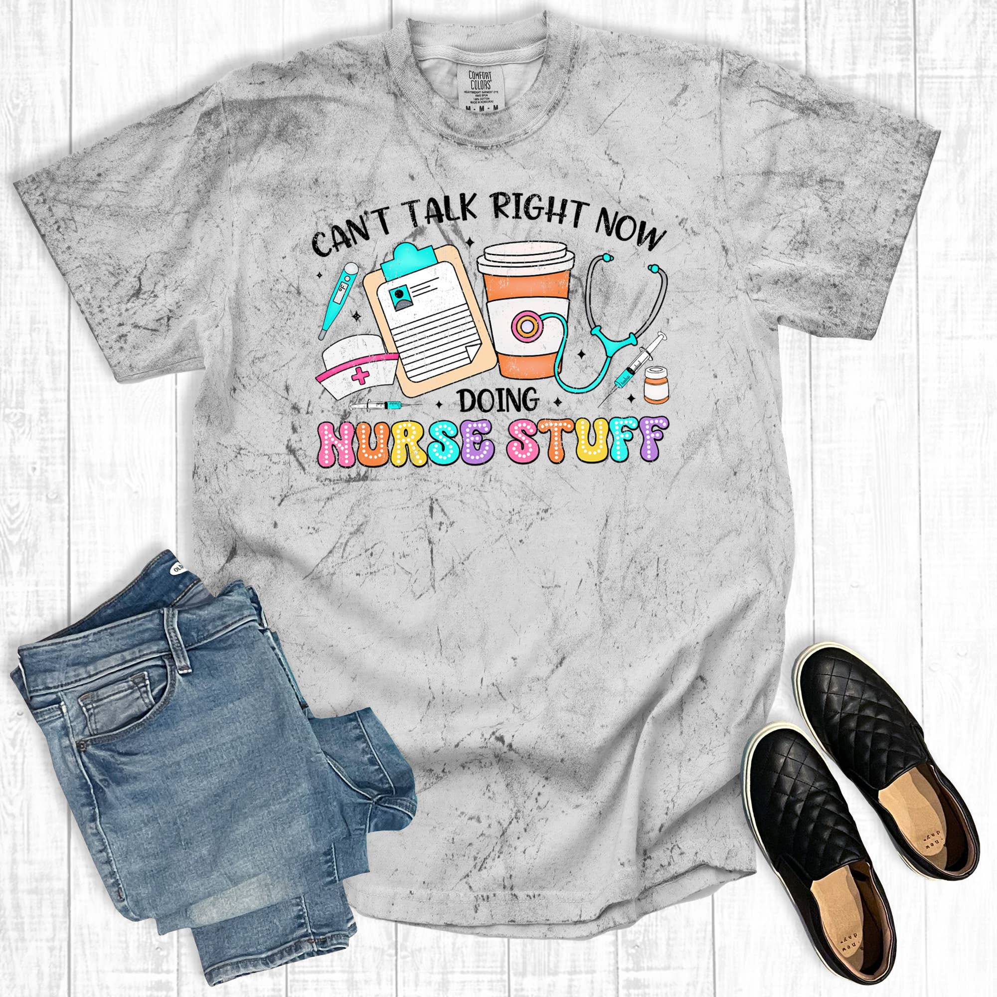 Retro Doing Nurse Stuff Comfort Colors Graphic Tee Hoodie, Sweatshirt | PodTeesHub.com